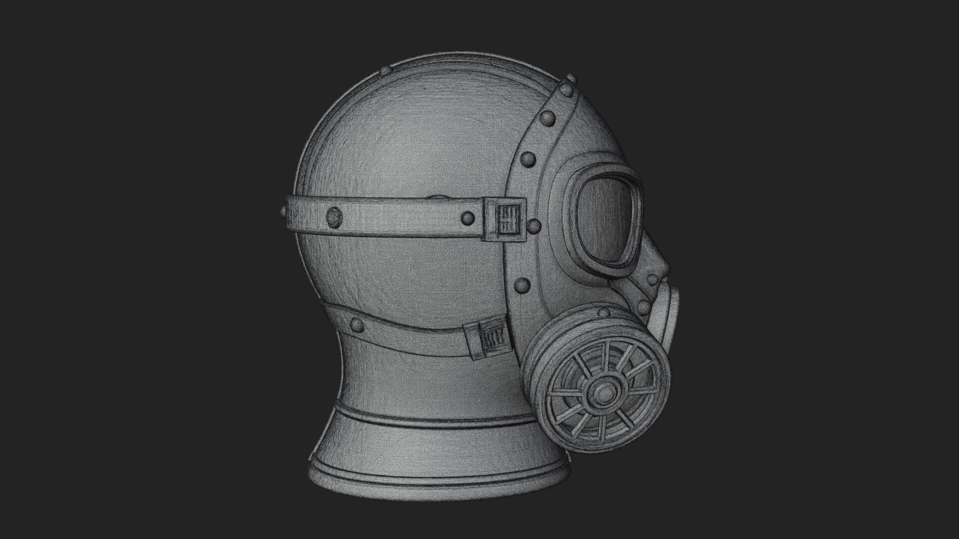 Steampunk Gas Mask Statue Design 2 3D Print Model 3D Model