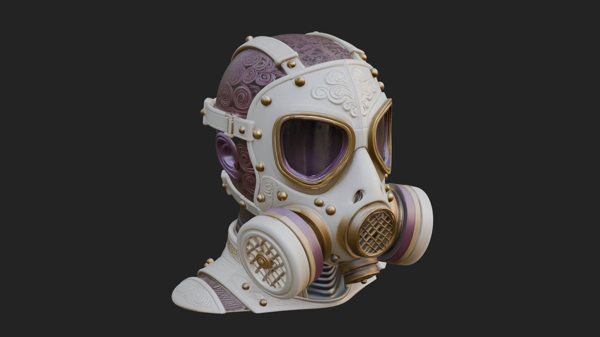Steampunk Gas Mask Statue Design 3 3D Print Model 3D Model