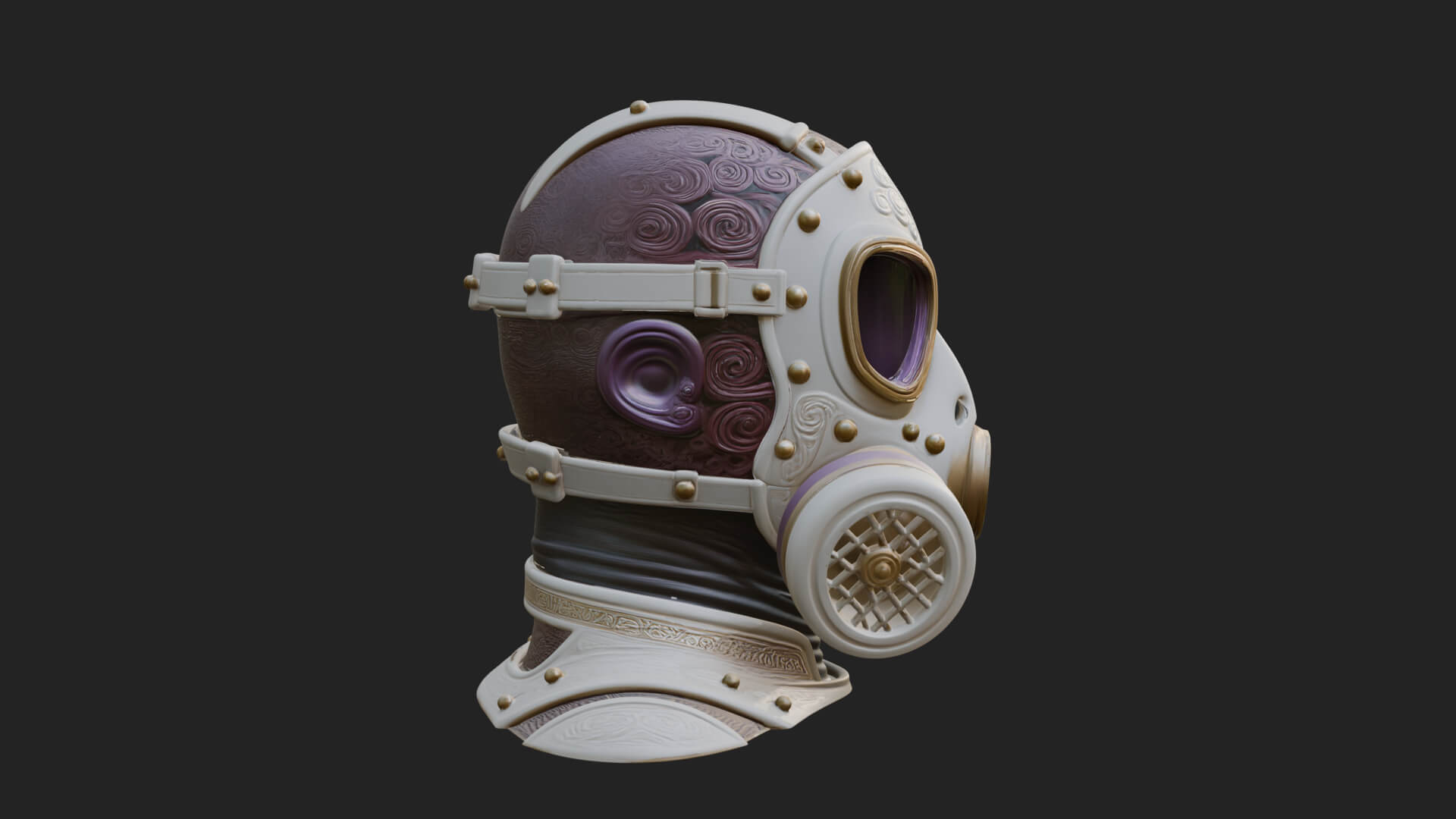 Steampunk Gas Mask Statue Design 3 3D Print Model by ARCHVANTA