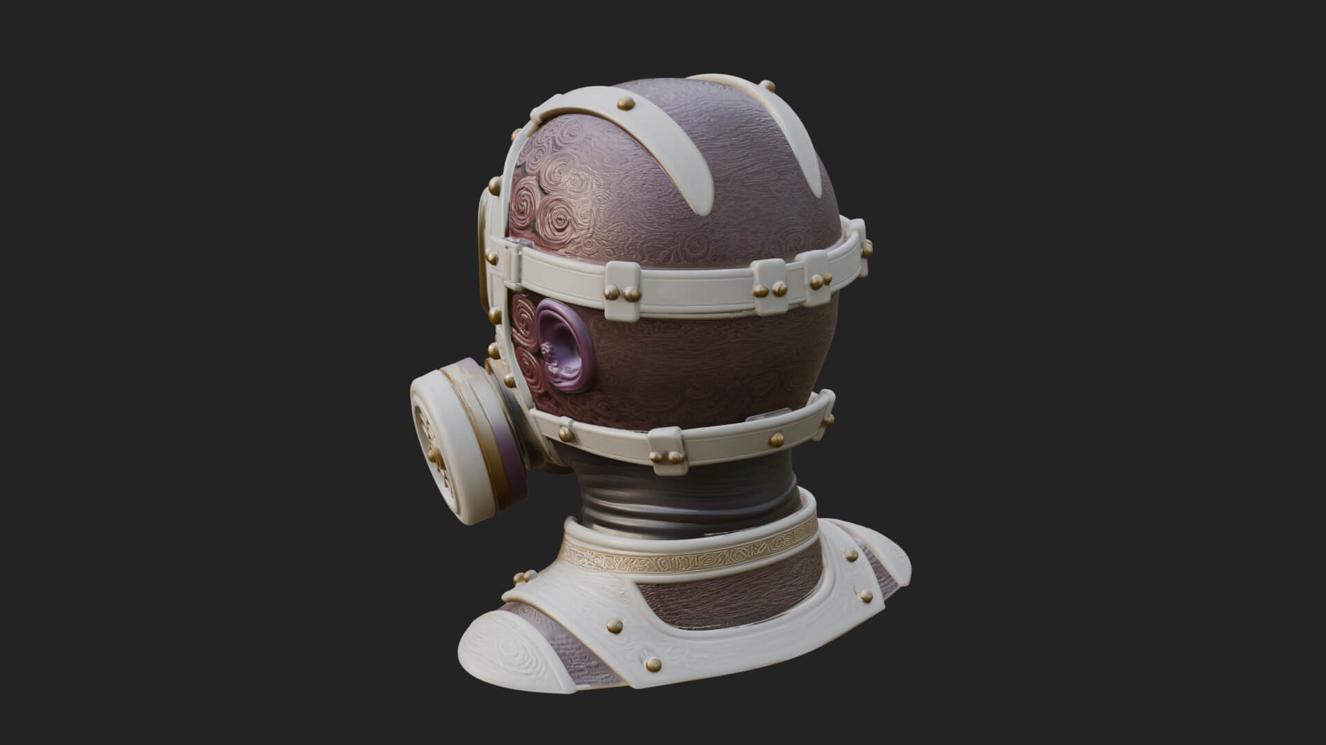 Steampunk Gas Mask Statue Design 3 3D Print Model by ARCHVANTA
