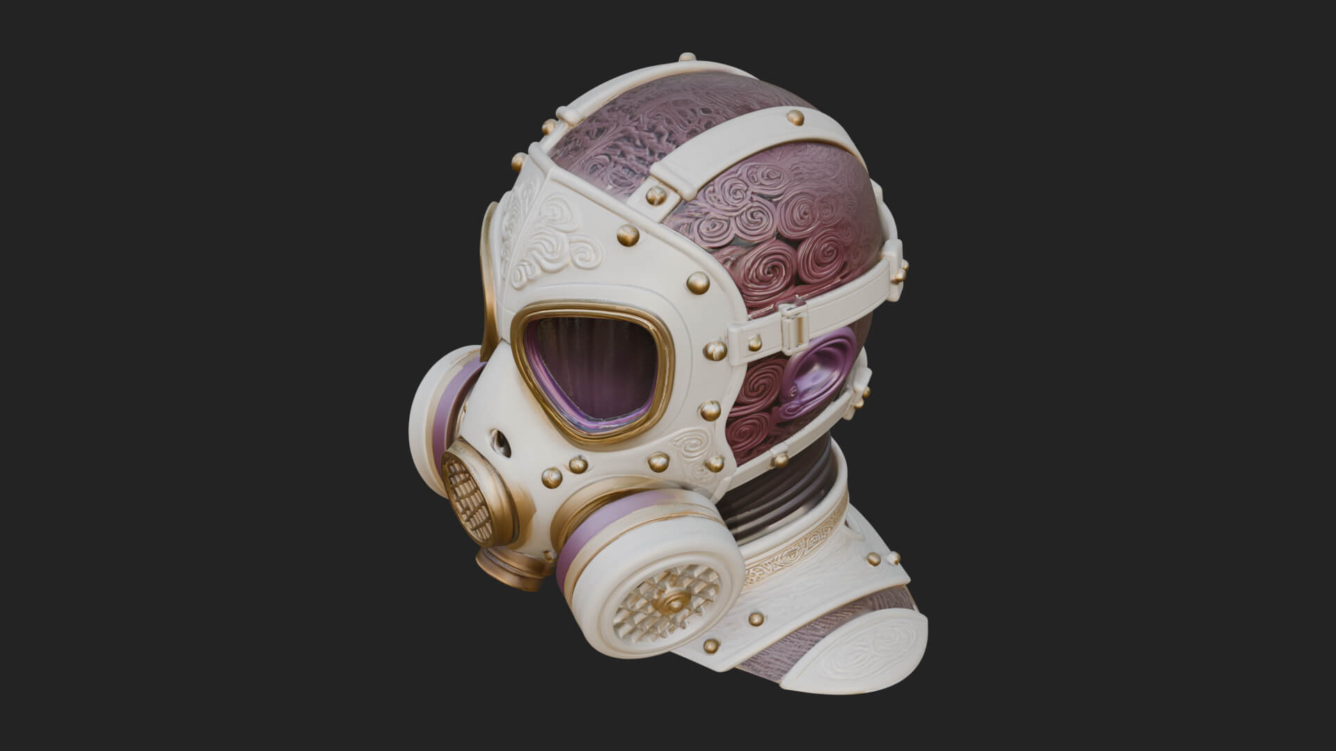Steampunk Gas Mask Statue Design 3 3D Print Model 3D Model