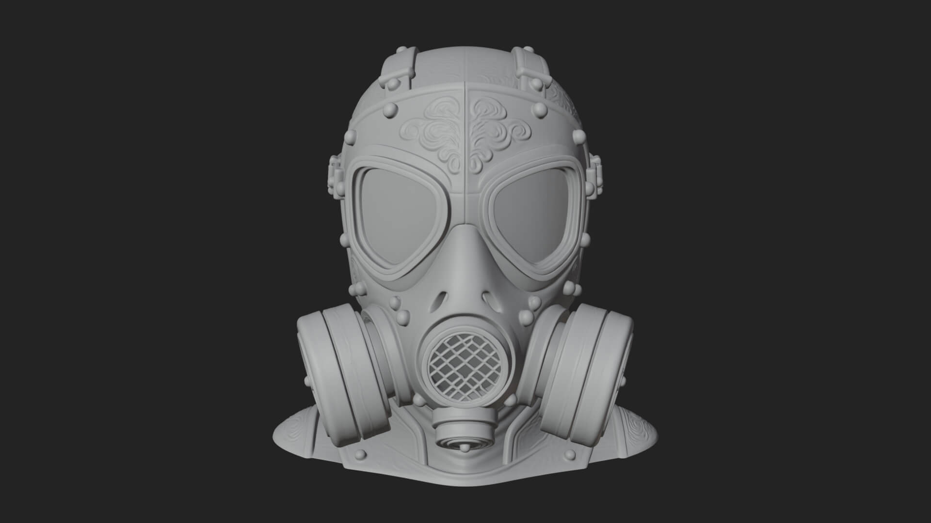 Steampunk Gas Mask Statue Design 3 3D Print Model 3D Model