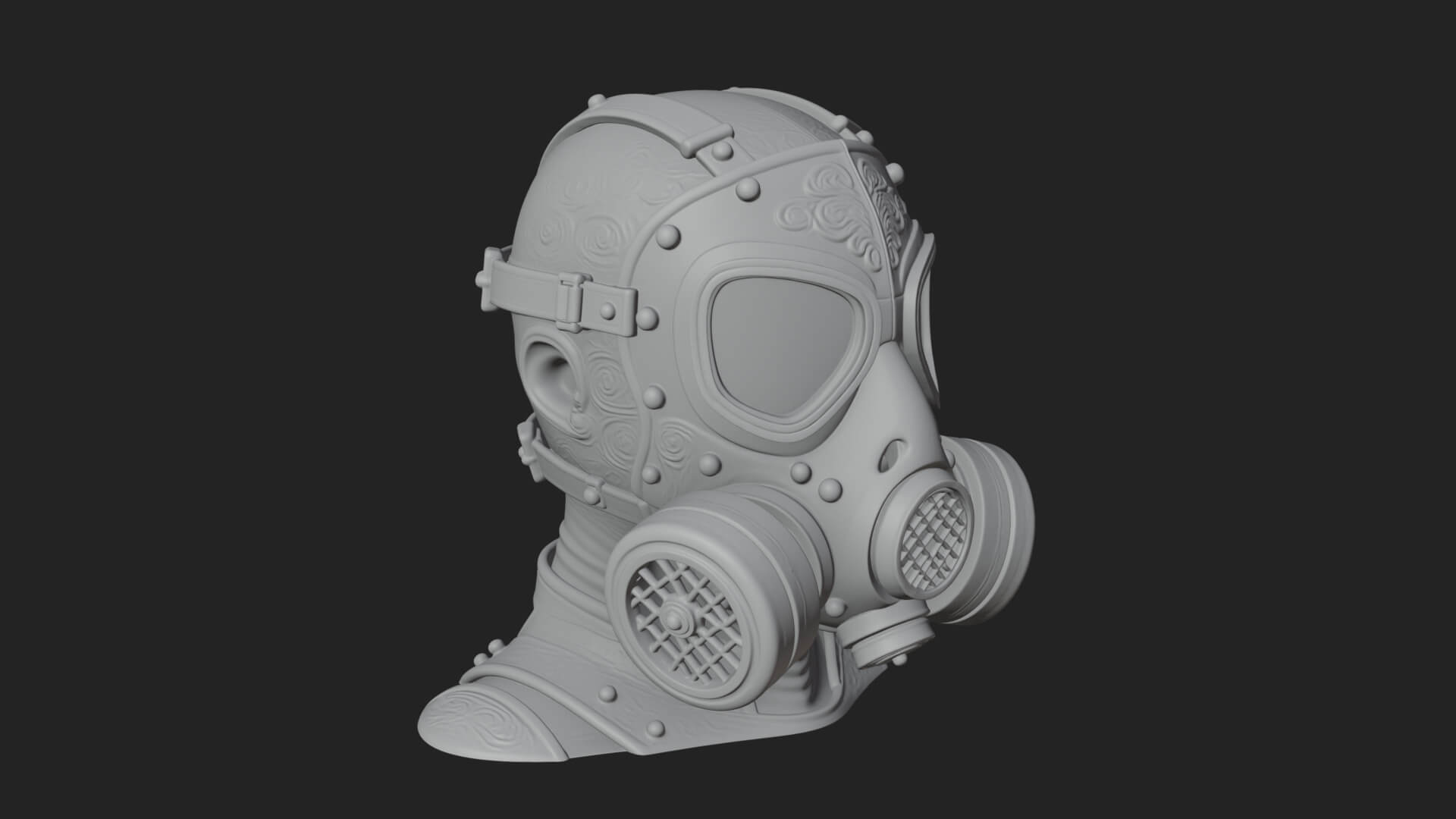 Steampunk Gas Mask Statue Design 3 3D Print Model 3D Model