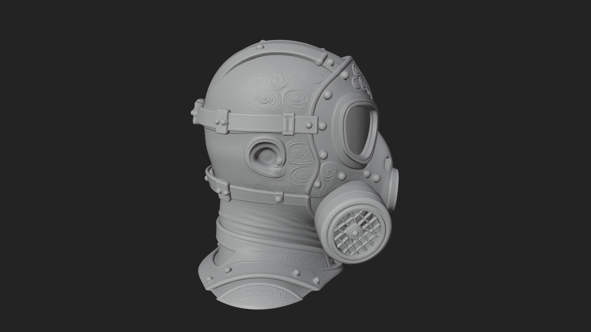 Steampunk Gas Mask Statue Design 3 3D Print Model 3D Model