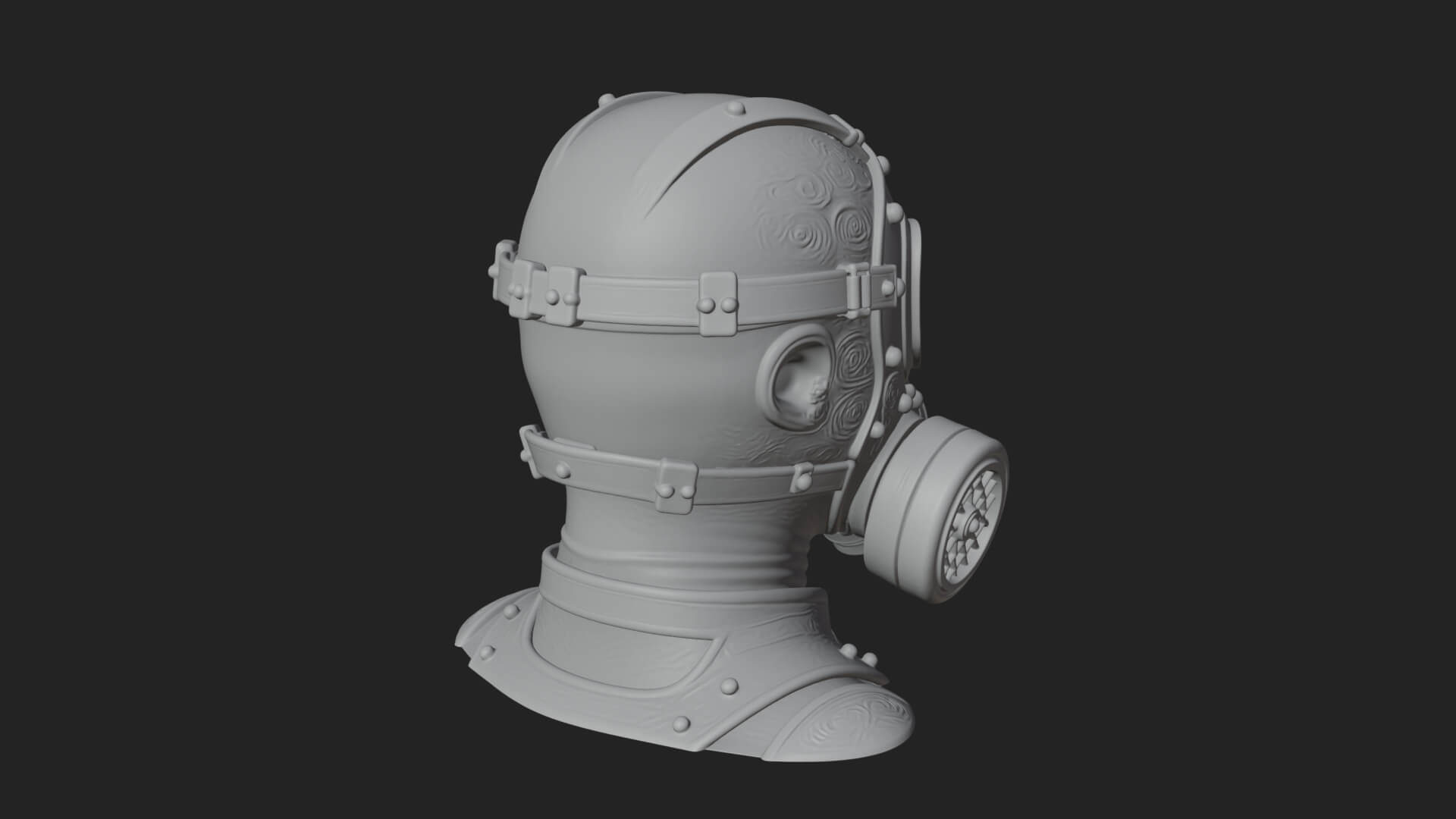 Steampunk Gas Mask Statue Design 3 3D Print Model by ARCHVANTA