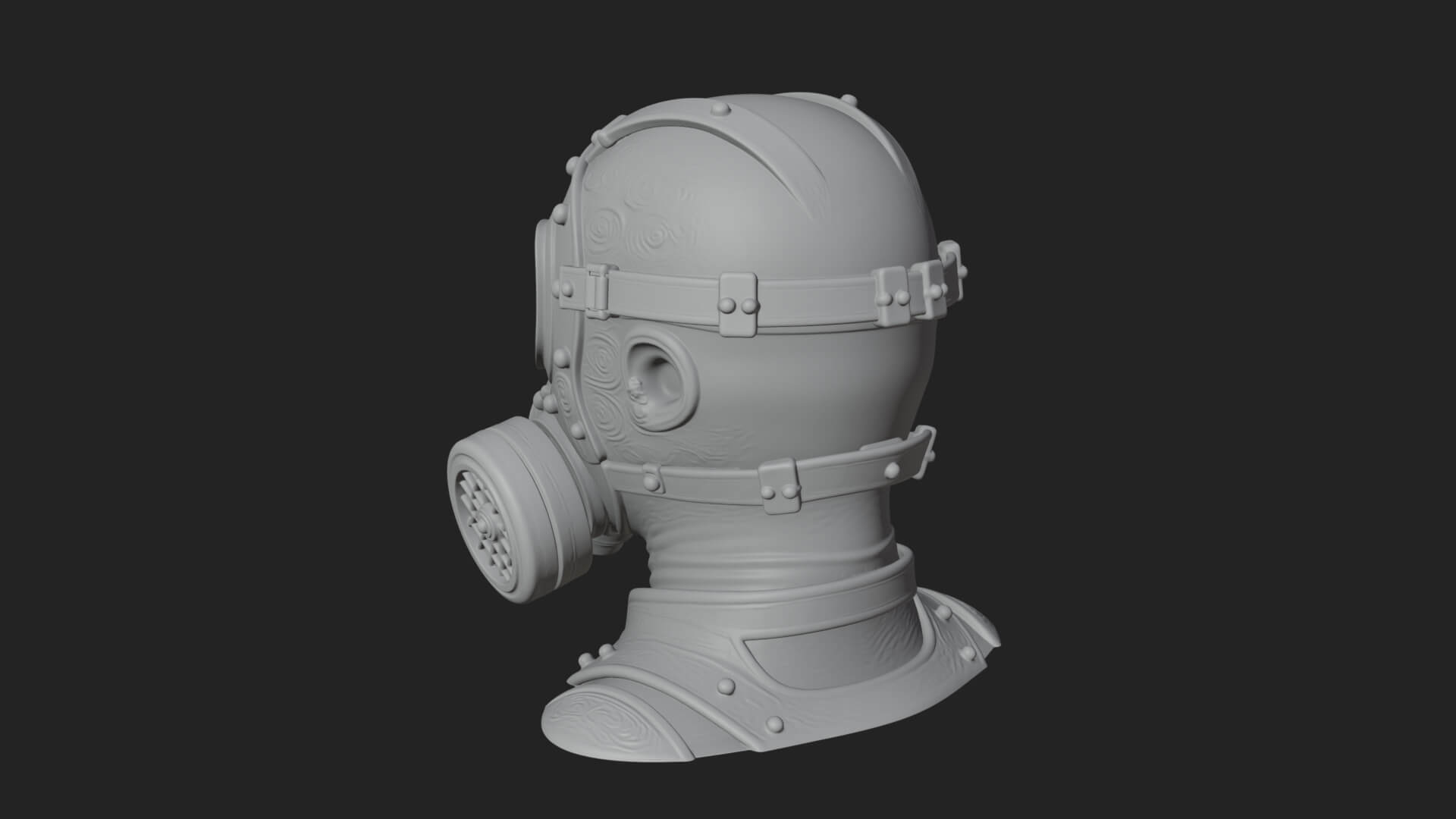 Steampunk Gas Mask Statue Design 3 3D Print Model 3D Model