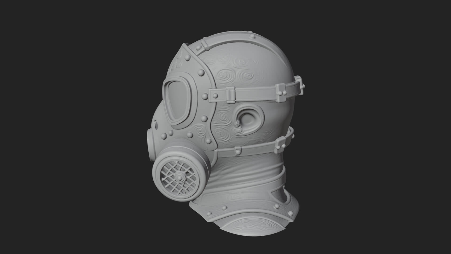 Steampunk Gas Mask Statue Design 3 3D Print Model 3D Model