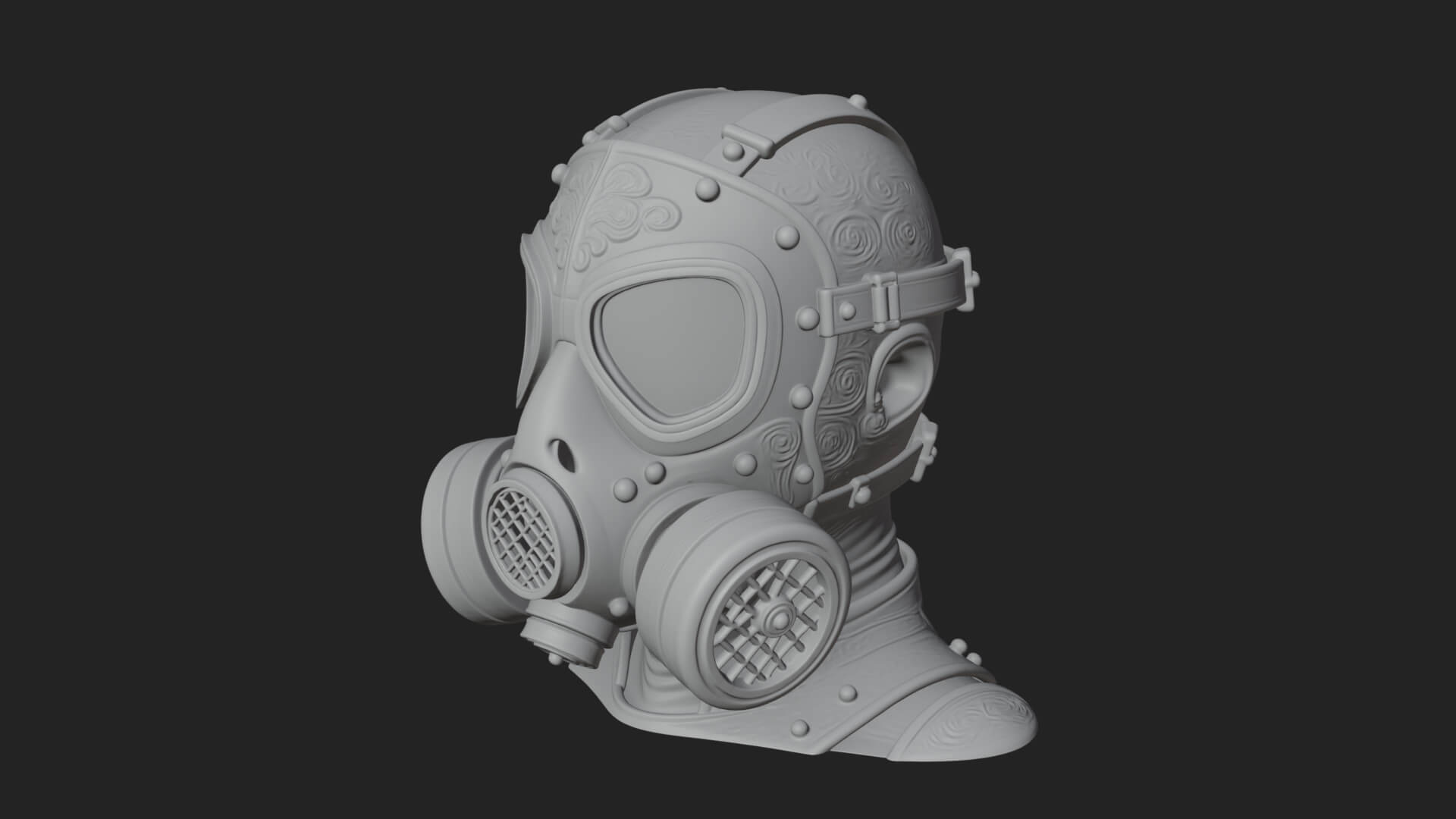 Steampunk Gas Mask Statue Design 3 3D Print Model 3D Model