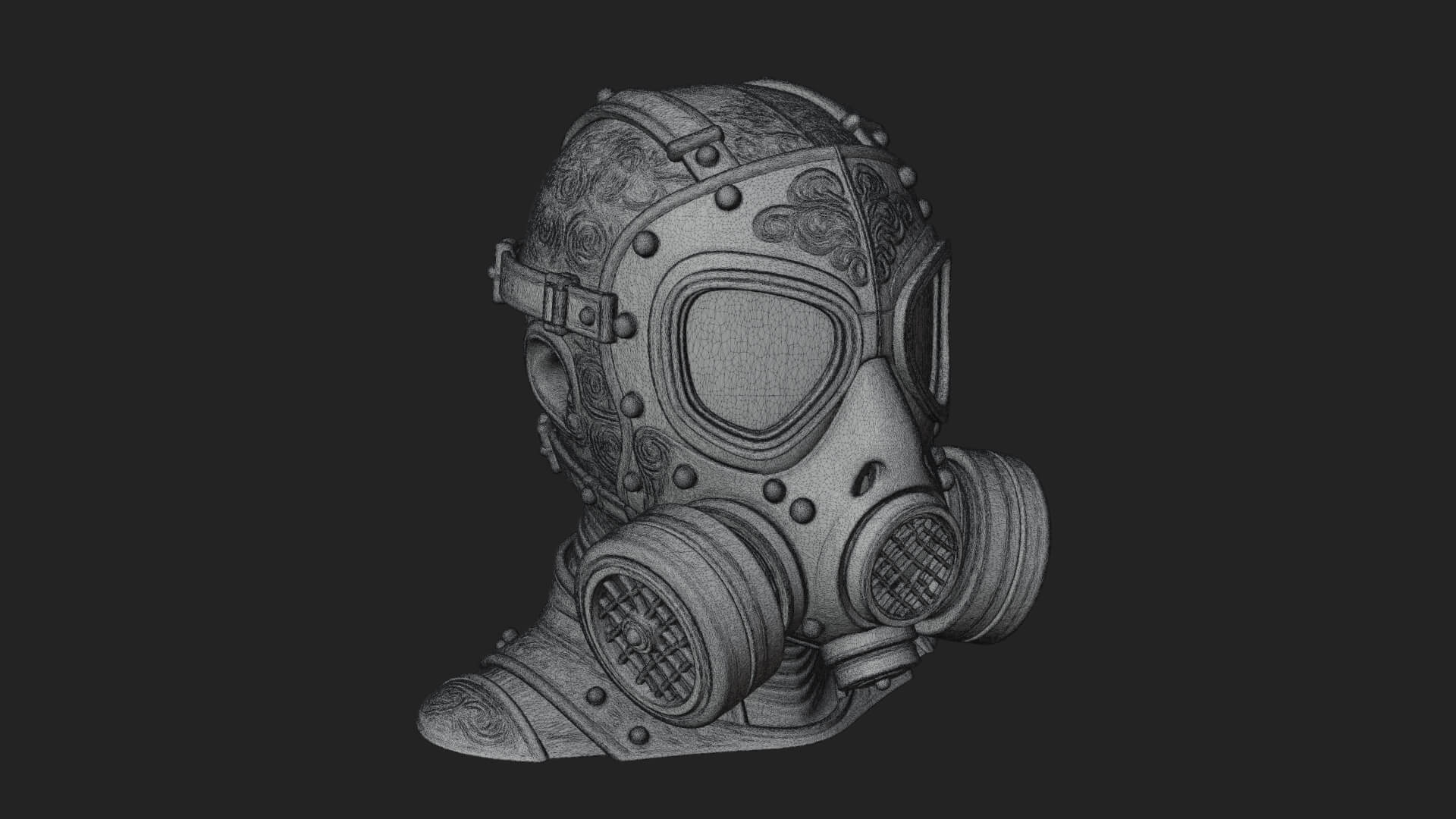 Steampunk Gas Mask Statue Design 3 3D Print Model 3D Model