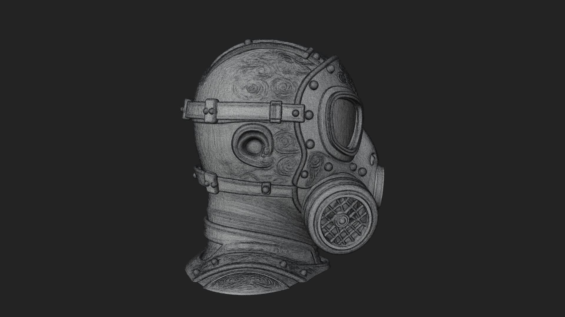 Steampunk Gas Mask Statue Design 3 3D Print Model 3D Model