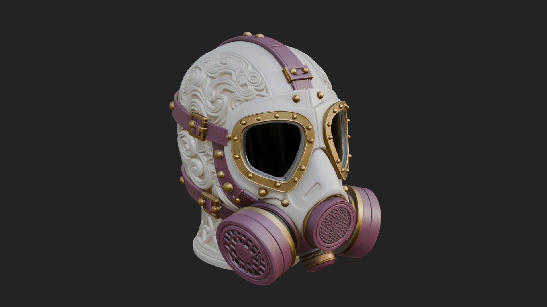 Steampunk Gas Mask Statue Design 4 3D Print Model 3D Model