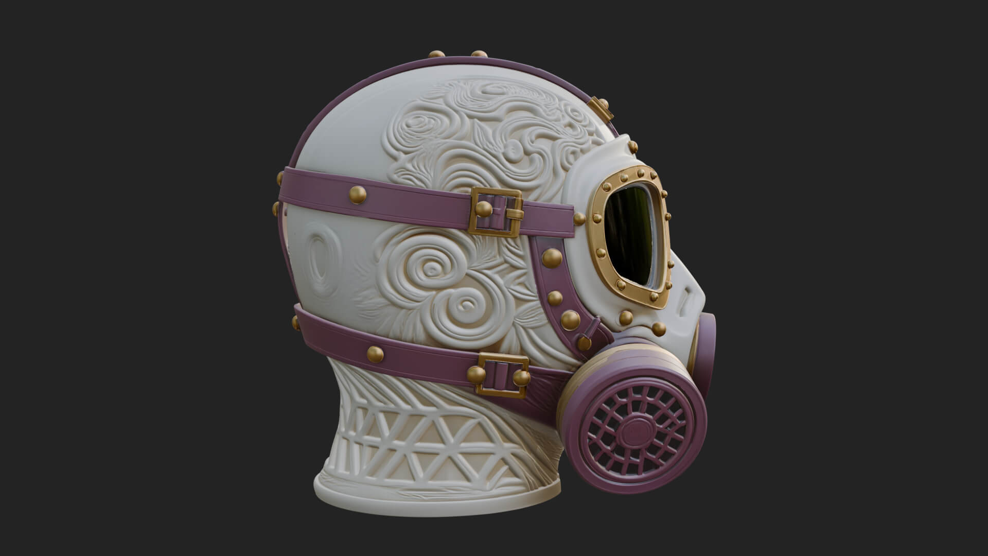 Steampunk Gas Mask Statue Design 4 3D Print Model by ARCHVANTA