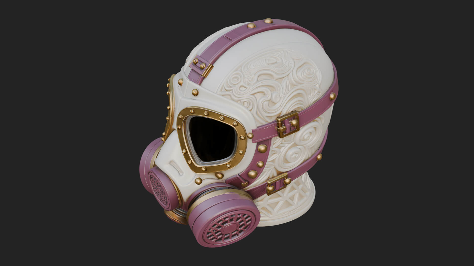 Steampunk Gas Mask Statue Design 4 3D Print Model by ARCHVANTA