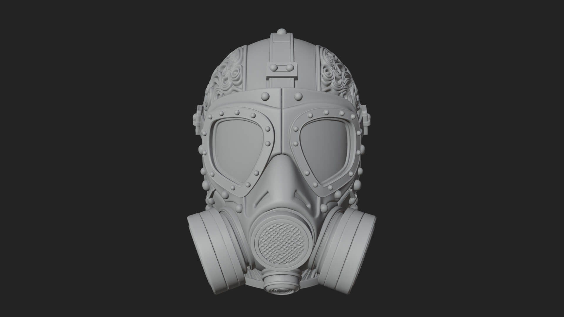 Steampunk Gas Mask Statue Design 4 3D Print Model 3D Model