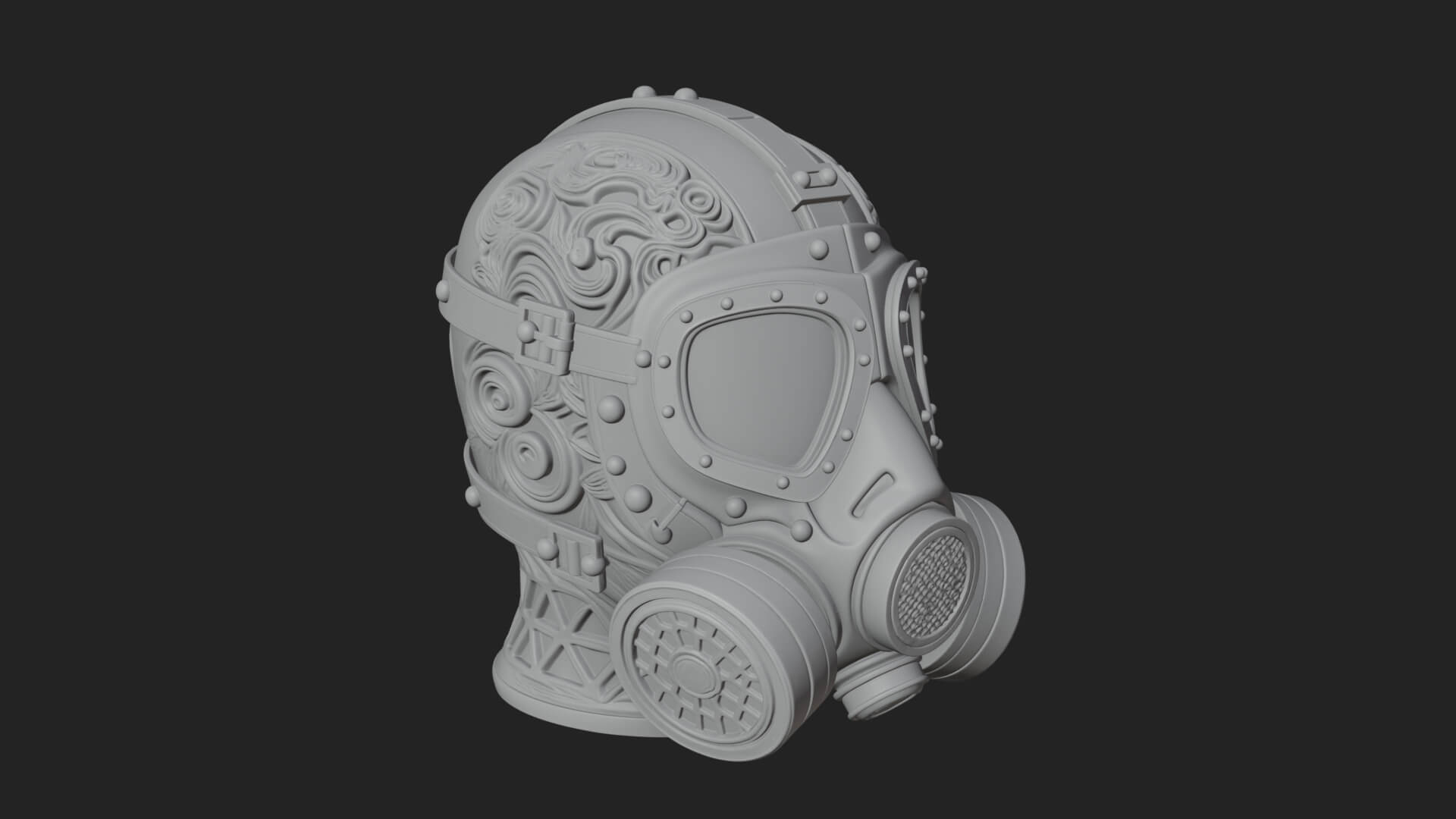Steampunk Gas Mask Statue Design 4 3D Print Model 3D Model