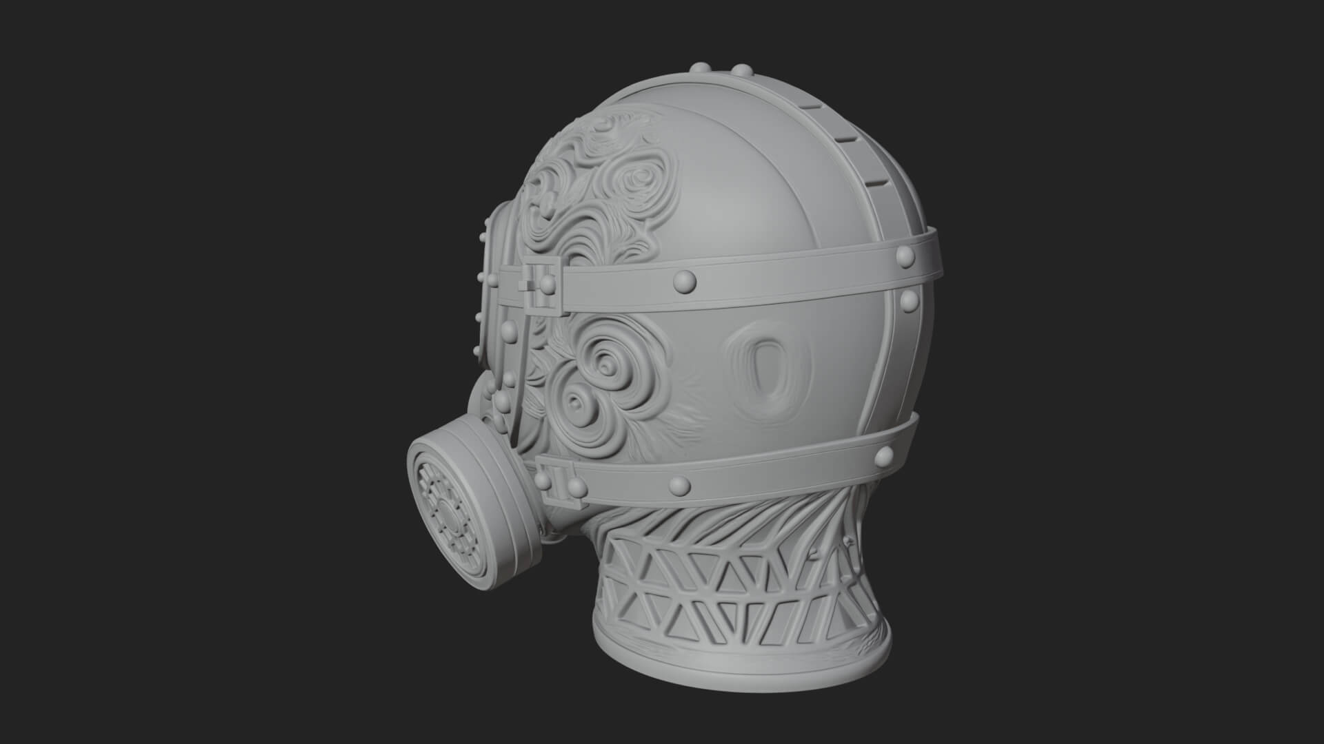 Steampunk Gas Mask Statue Design 4 3D Print Model 3D Model