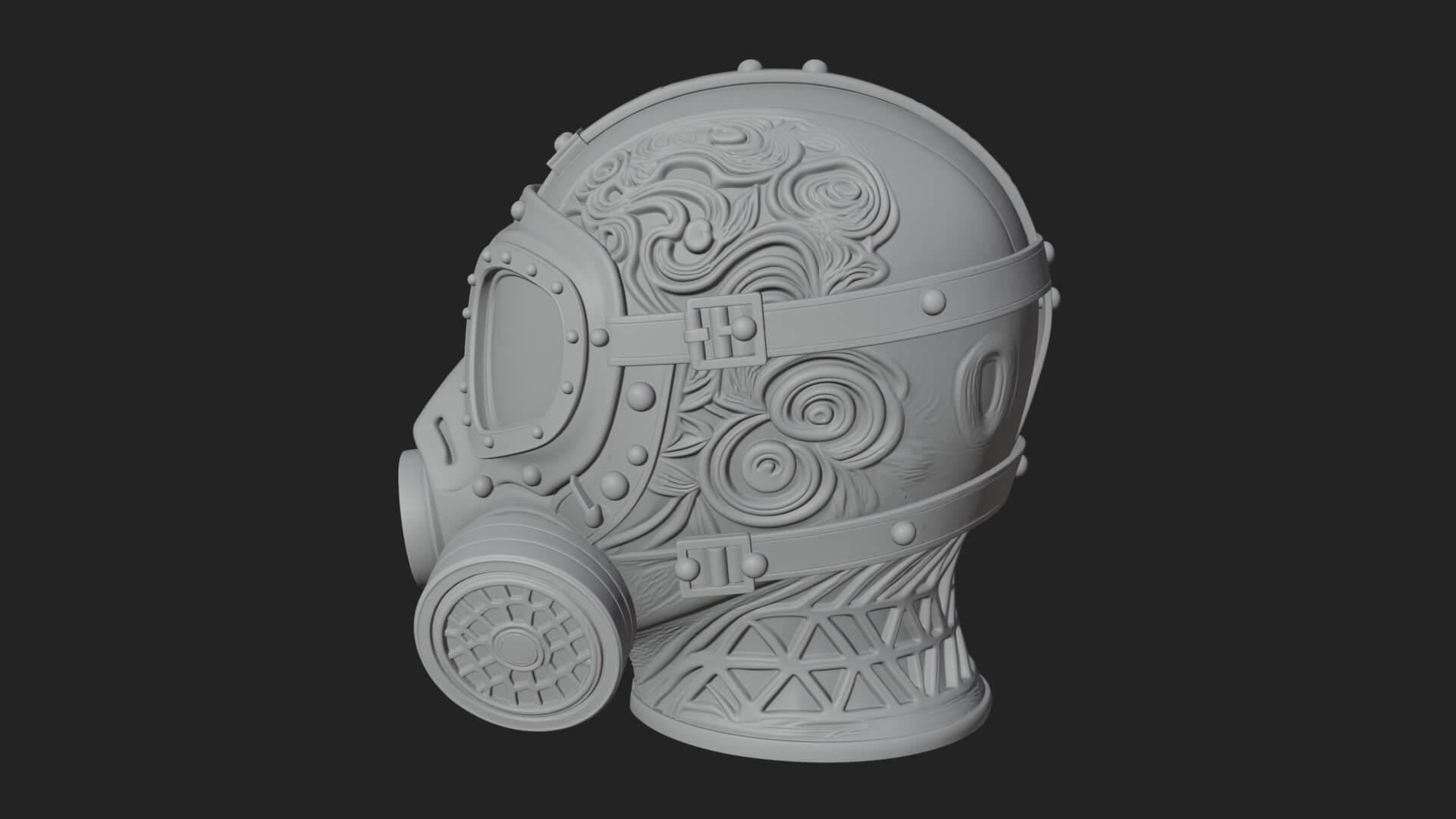 Steampunk Gas Mask Statue Design 4 3D Print Model 3D Model