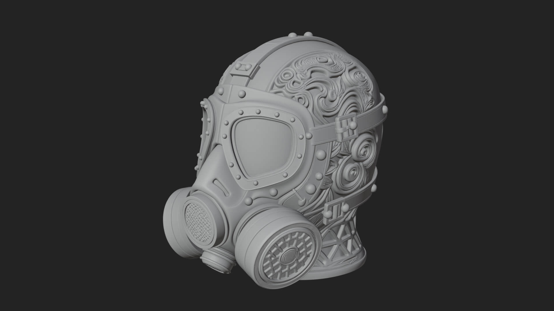 Steampunk Gas Mask Statue Design 4 3D Print Model 3D Model