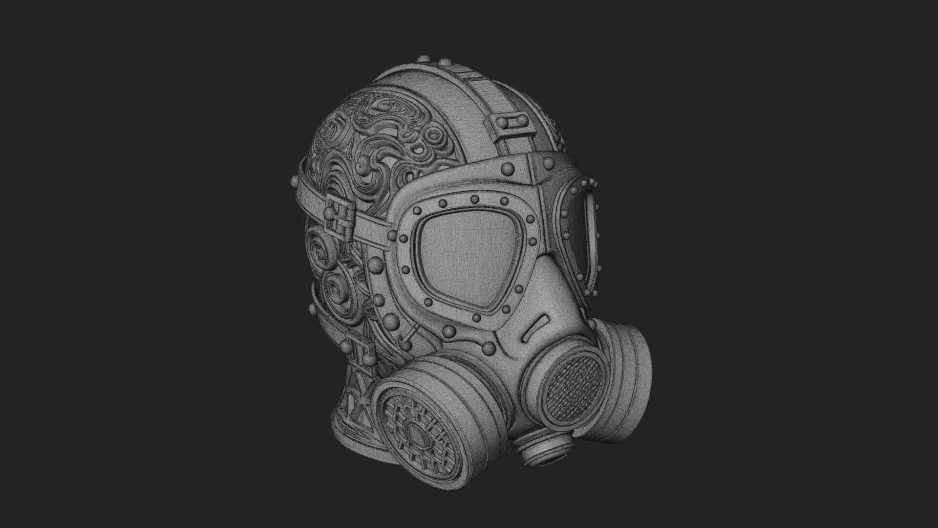 Steampunk Gas Mask Statue Design 4 3D Print Model 3D Model