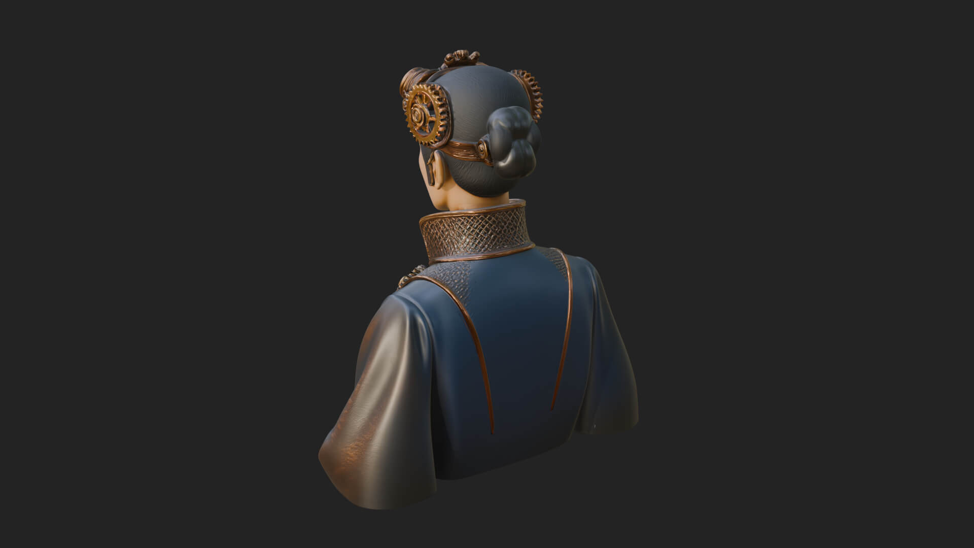 Steampunk Lady Bust Statue Design 1 3D Print Model 3D Model