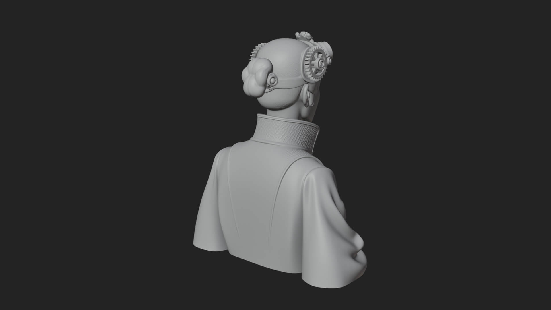 Steampunk Lady Bust Statue Design 1 3D Print Model 3D Model