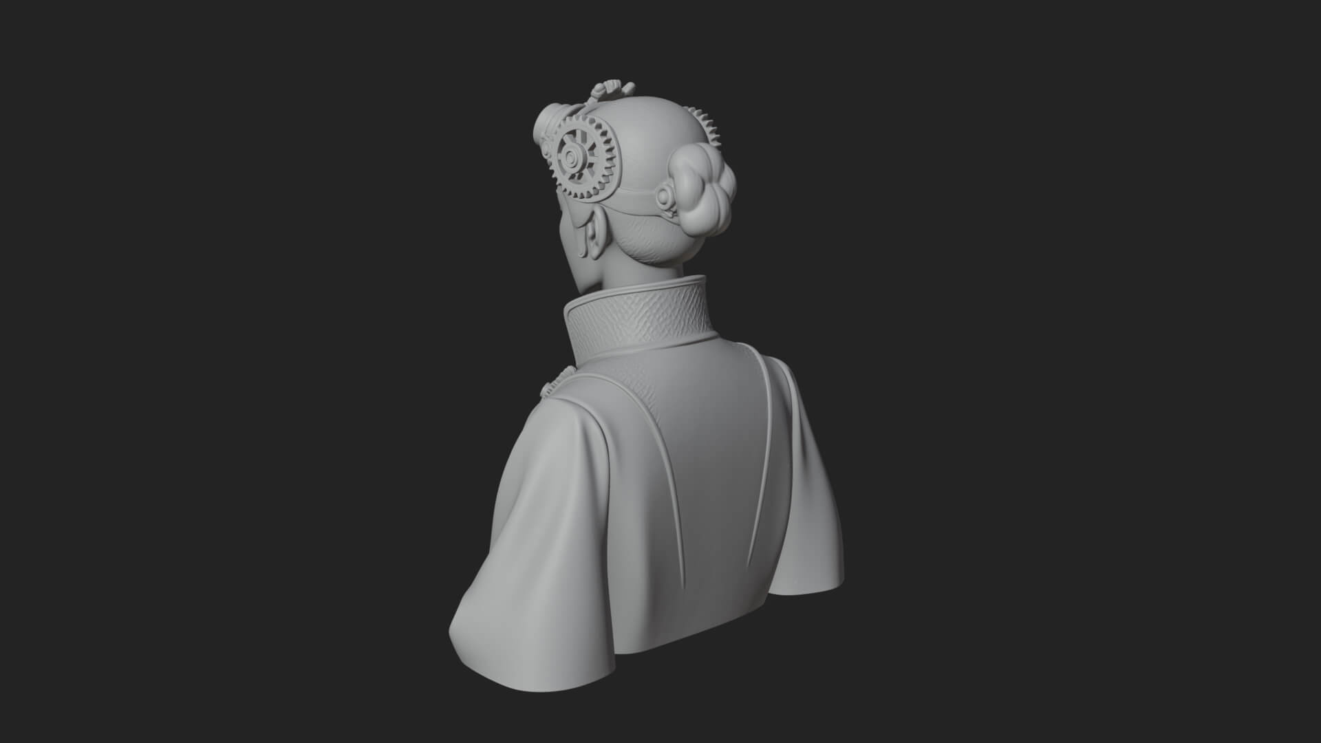 Steampunk Lady Bust Statue Design 1 3D Print Model 3D Model