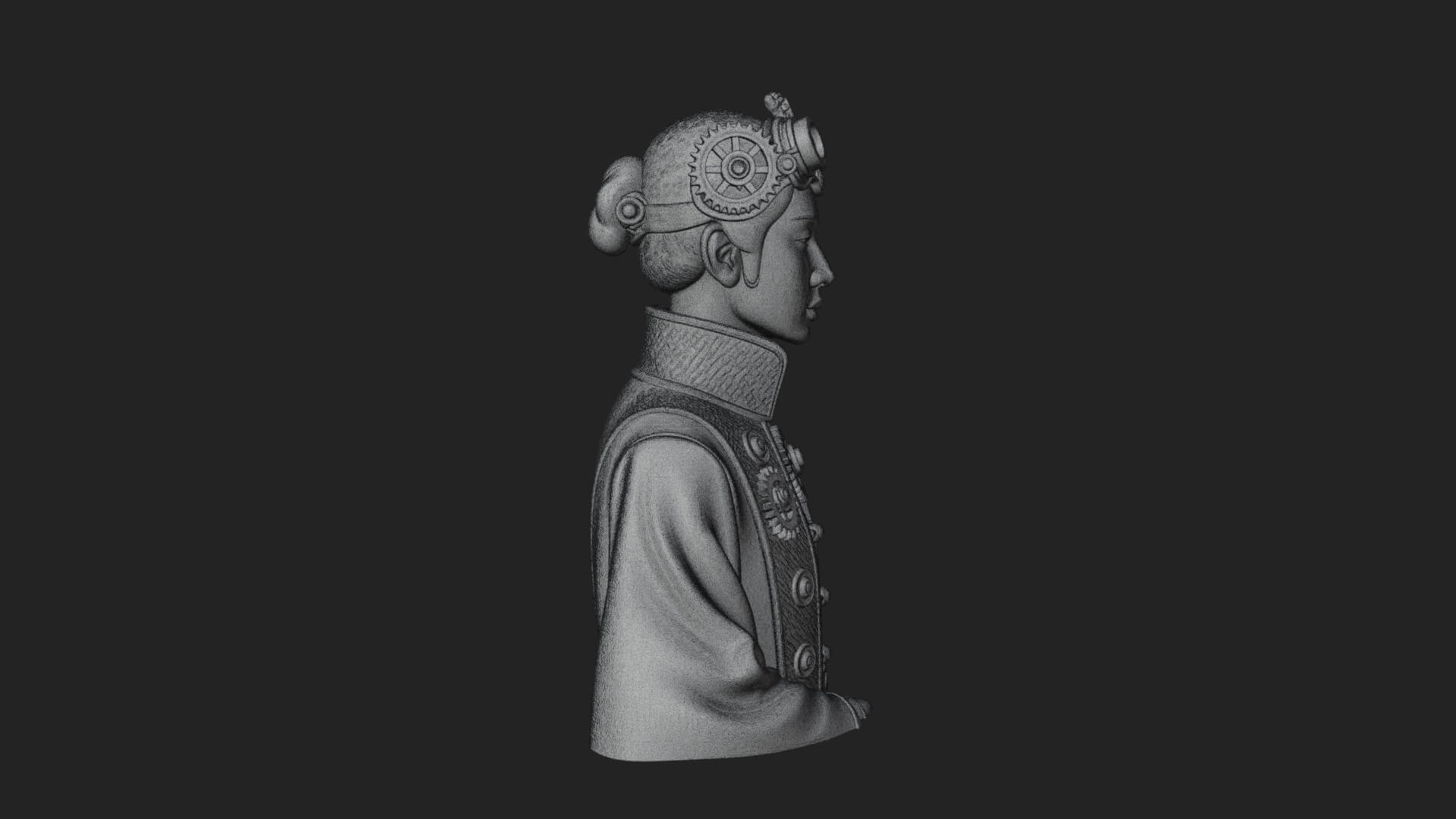 Steampunk Lady Bust Statue Design 1 3D Print Model 3D Model