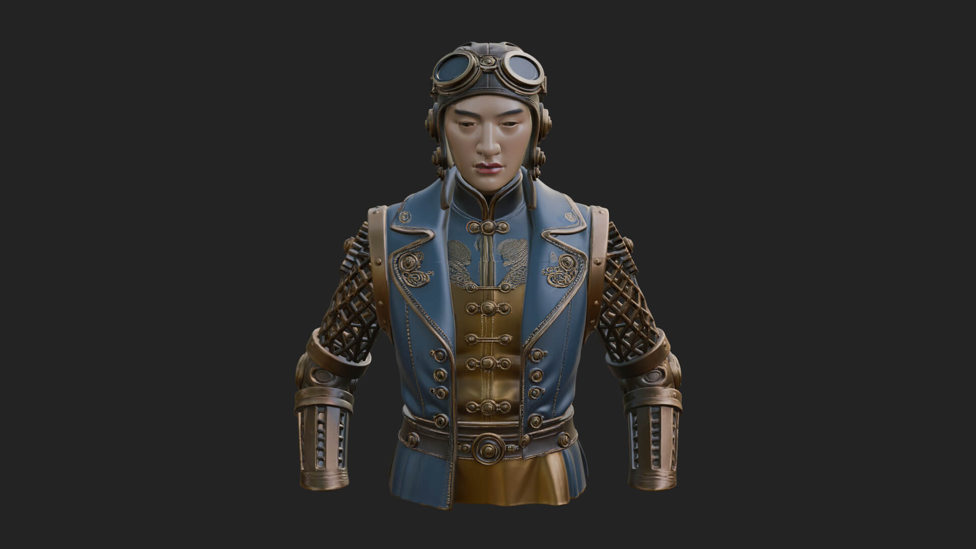 Steampunk Lady Bust Statue Design 10 3D Print Model 3D Model