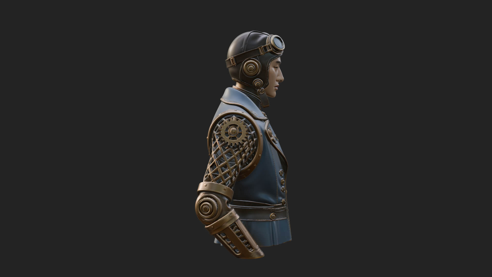 Steampunk Lady Bust Statue Design 10 3D Print Model 3D Model