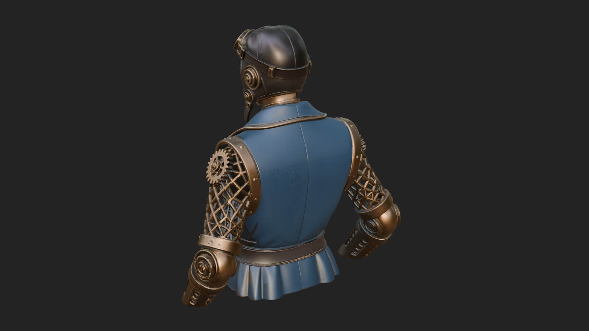 Steampunk Lady Bust Statue Design 10 3D Print Model 3D Model