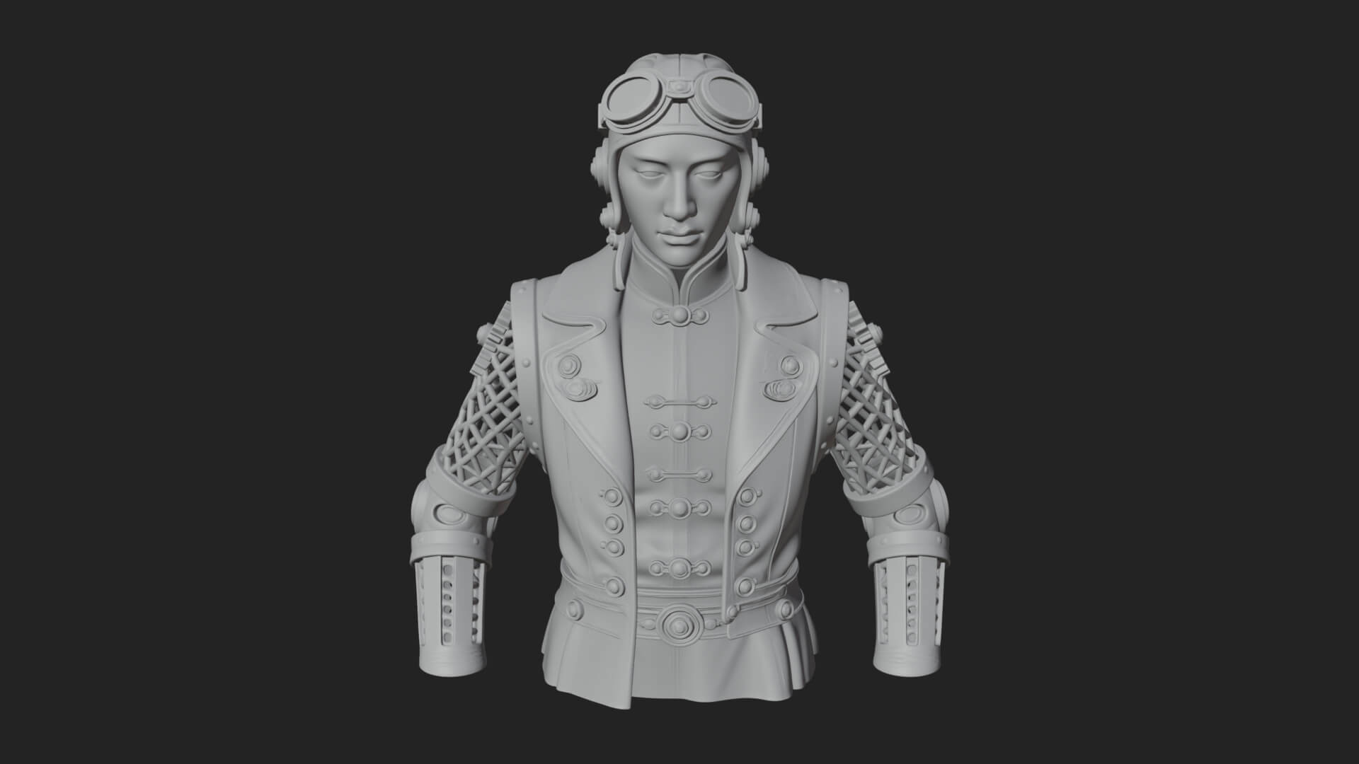 Steampunk Lady Bust Statue Design 10 3D Print Model 3D Model