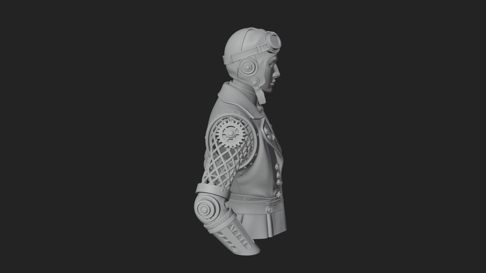 Steampunk Lady Bust Statue Design 10 3D Print Model 3D Model