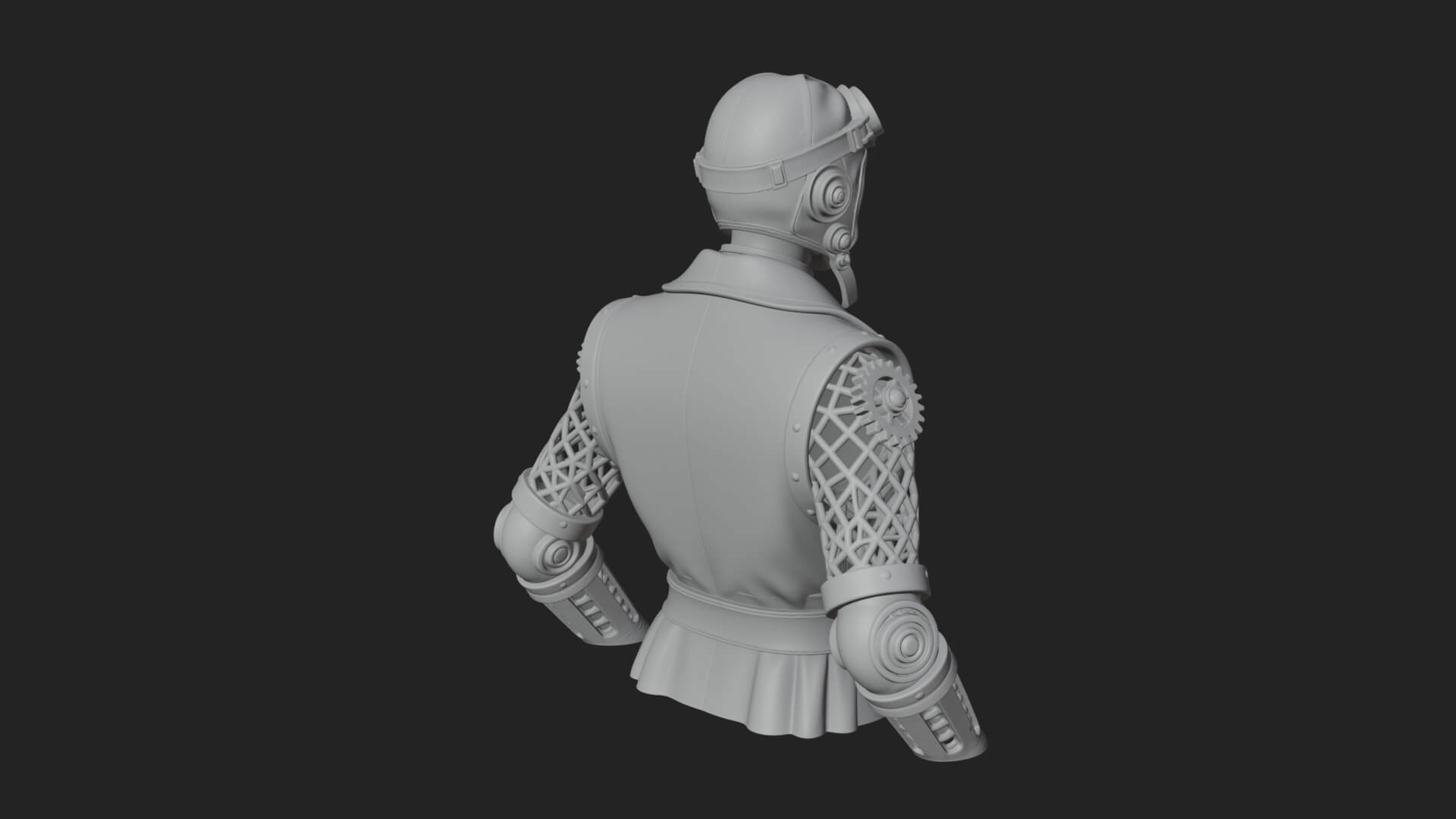 Steampunk Lady Bust Statue Design 10 3D Print Model 3D Model