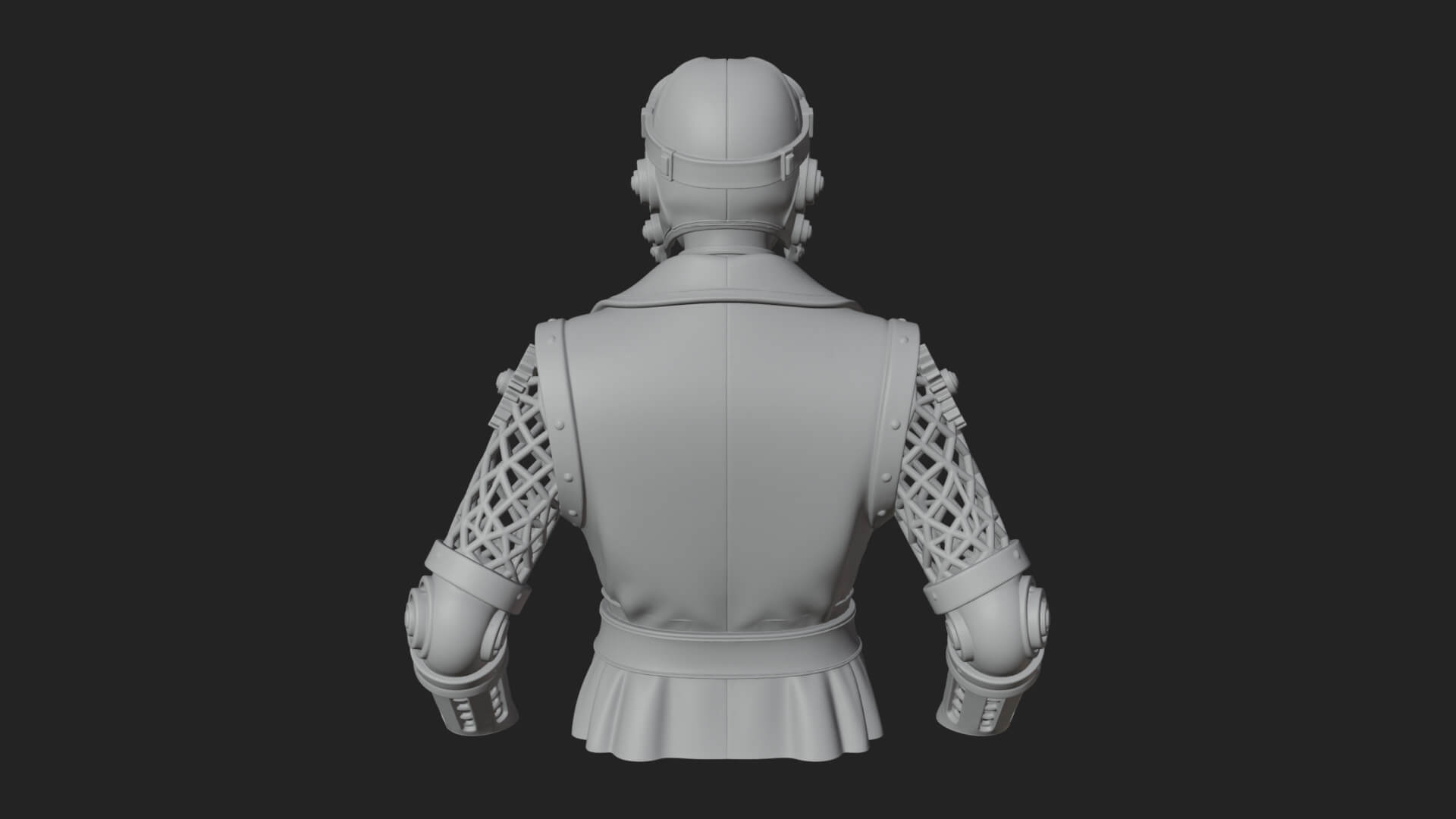 Steampunk Lady Bust Statue Design 10 3D Print Model 3D Model