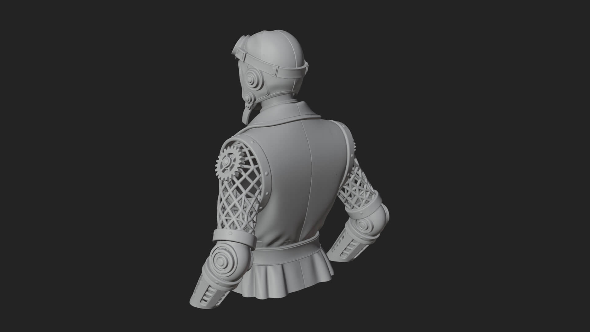 Steampunk Lady Bust Statue Design 10 3D Print Model 3D Model