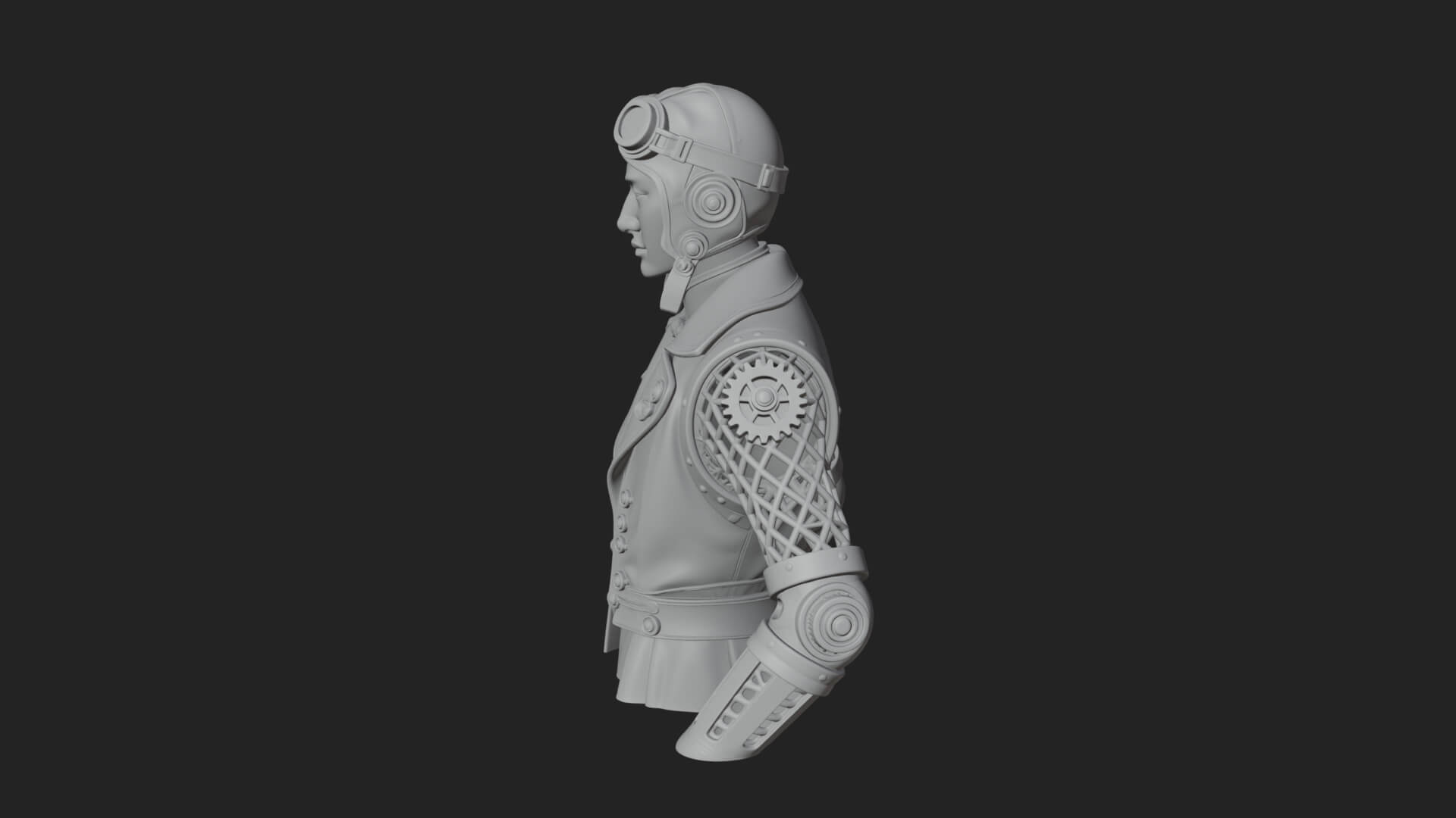 Steampunk Lady Bust Statue Design 10 3D Print Model 3D Model