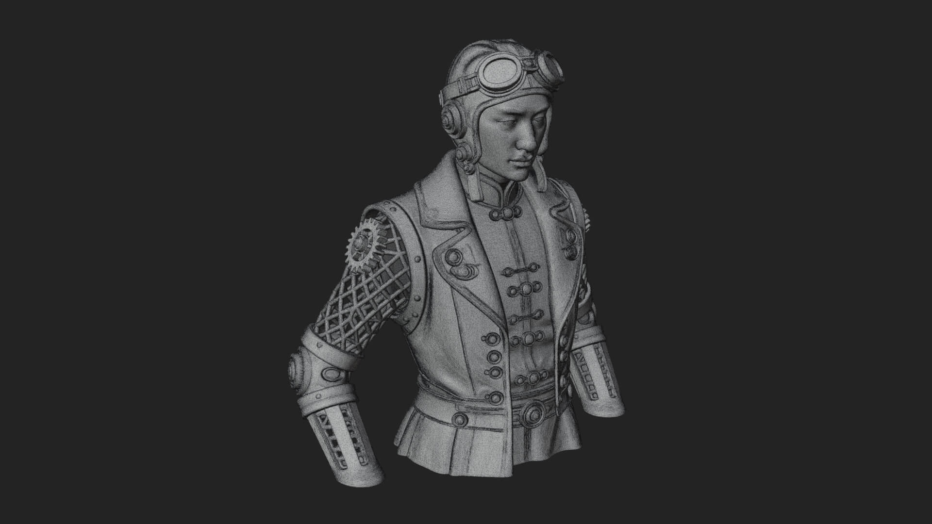 Steampunk Lady Bust Statue Design 10 3D Print Model 3D Model