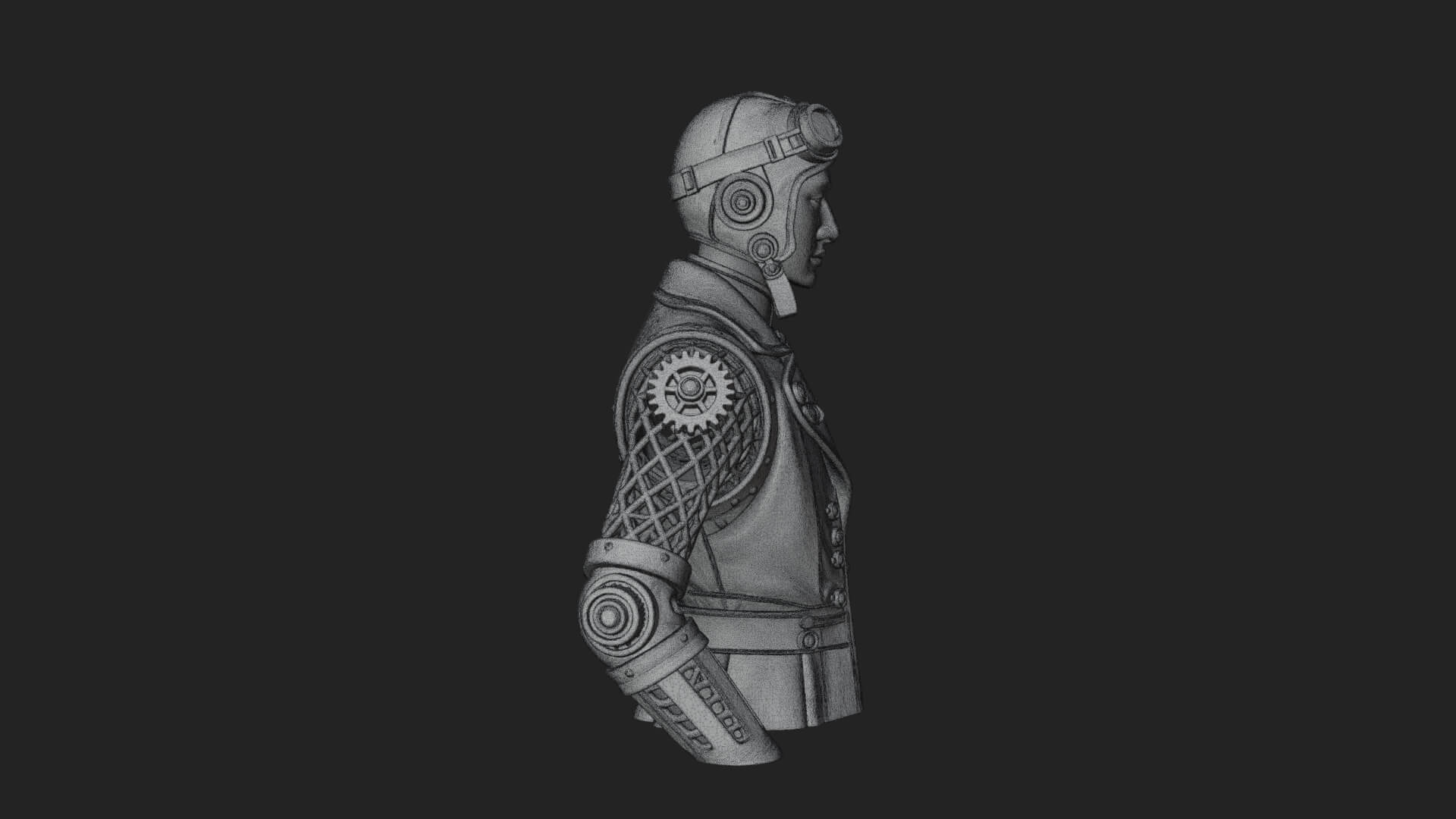 Steampunk Lady Bust Statue Design 10 3D Print Model 3D Model
