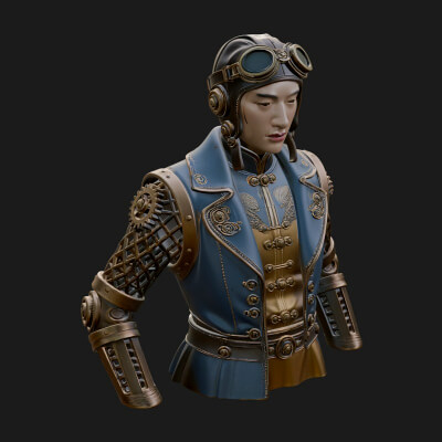 Steampunk Lady Bust Statue Design 10 3D Print Model
