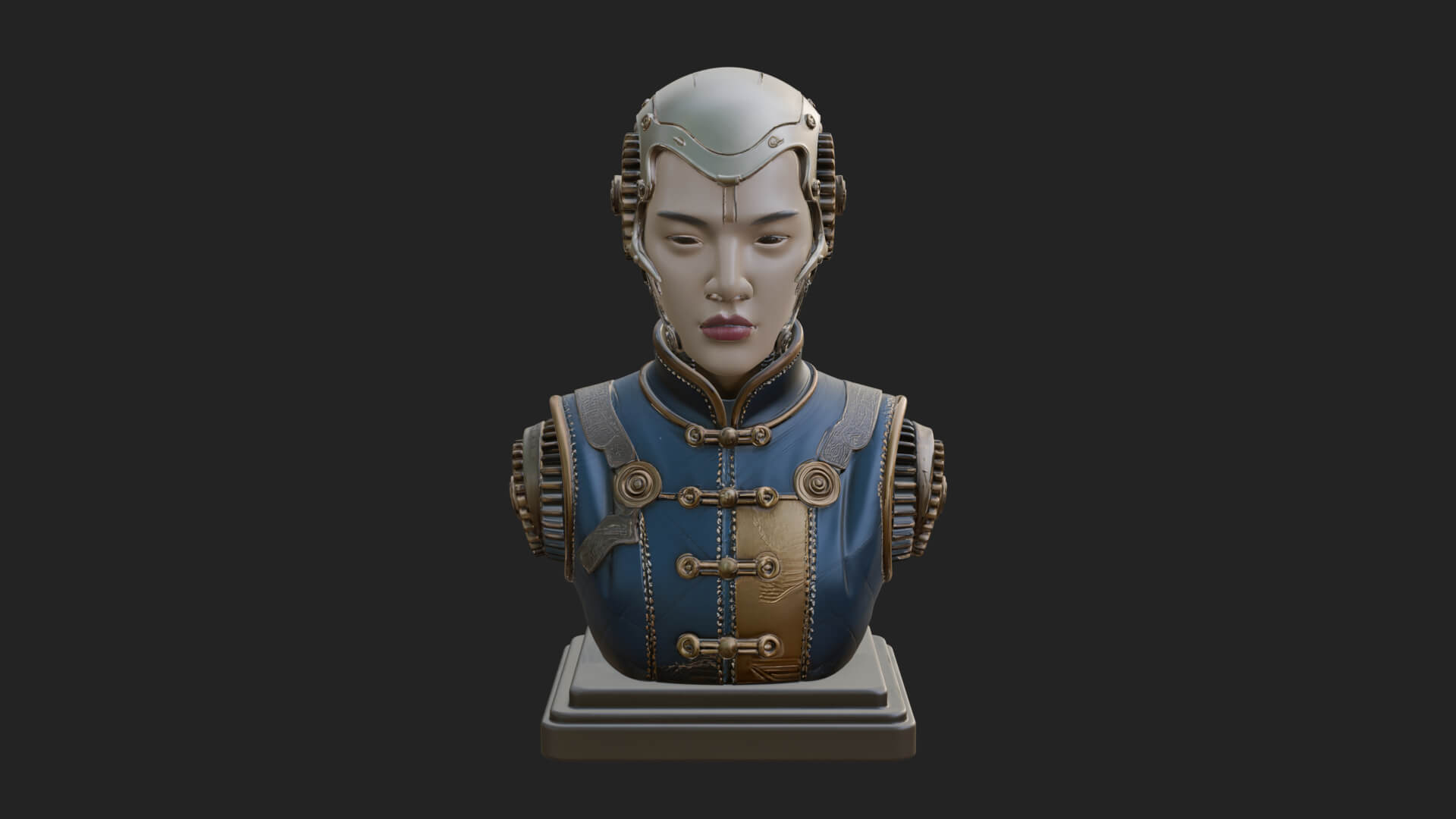 Steampunk Lady Bust Statue Design 11 3D Print Model 3D Model