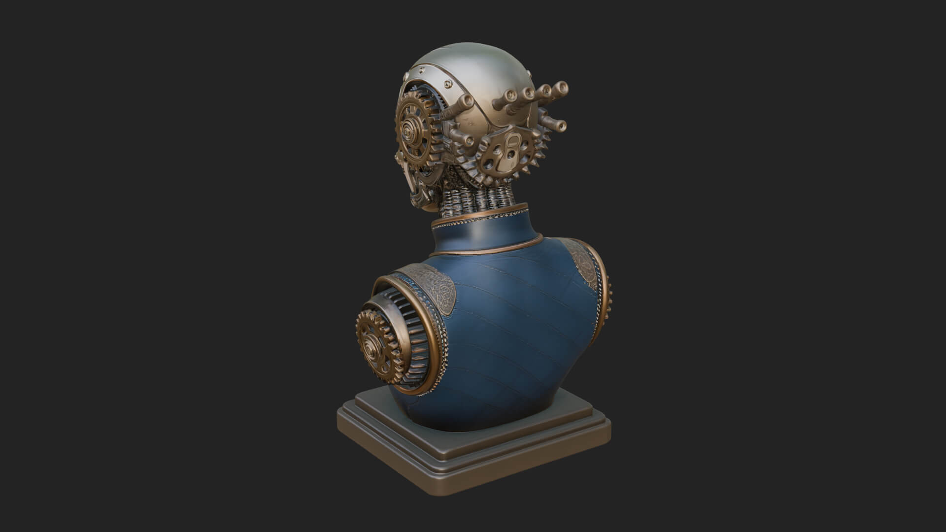 Steampunk Lady Bust Statue Design 11 3D Print Model 3D Model