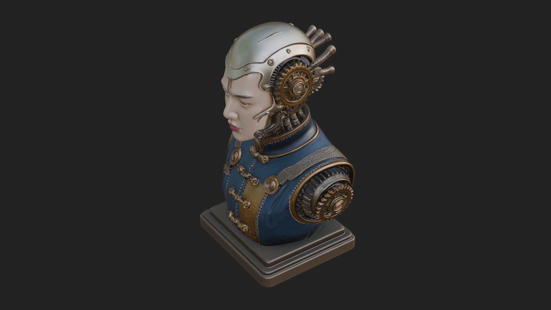 Steampunk Lady Bust Statue Design 11 3D Print Model 3D Model