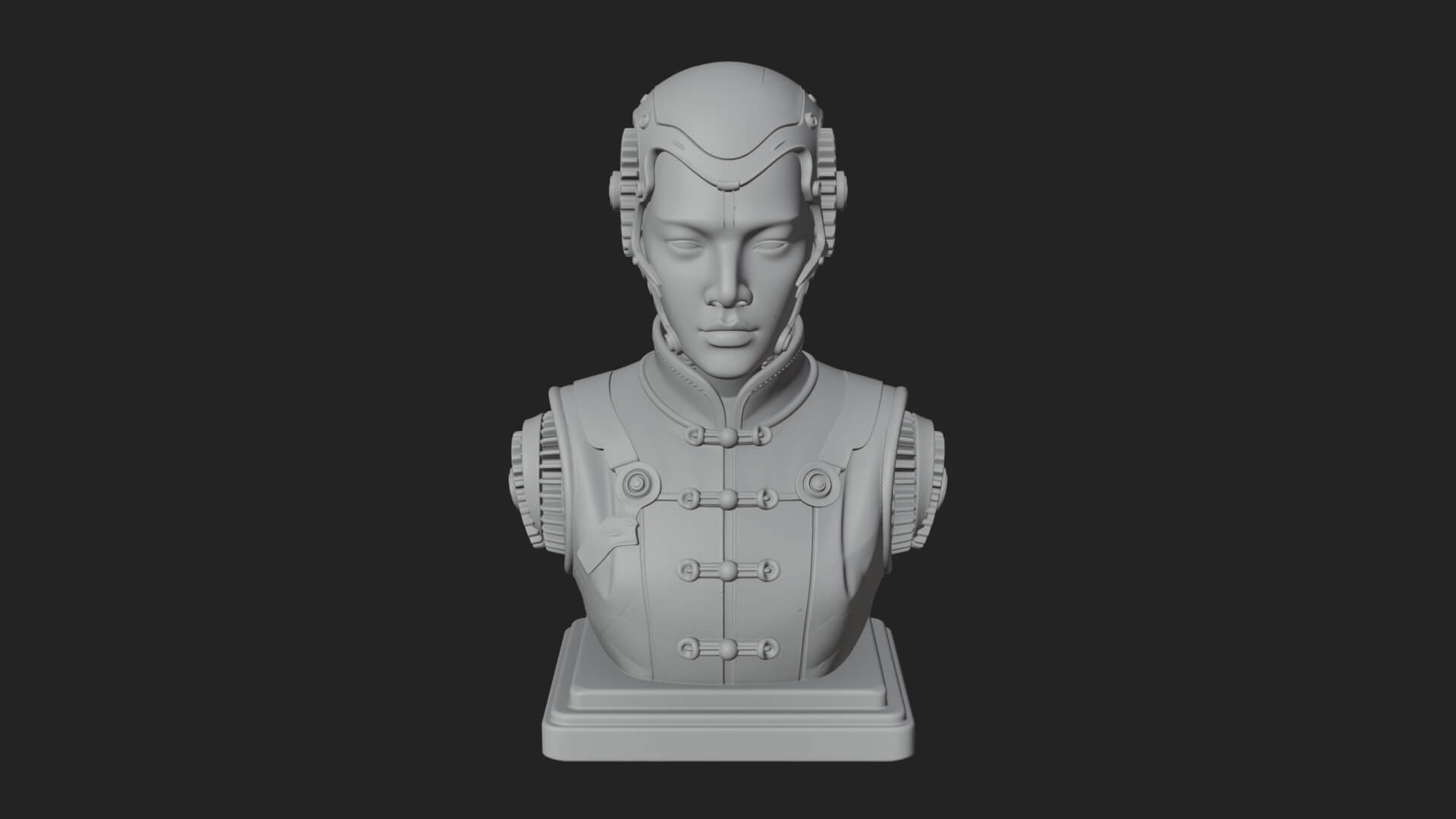 Steampunk Lady Bust Statue Design 11 3D Print Model 3D Model