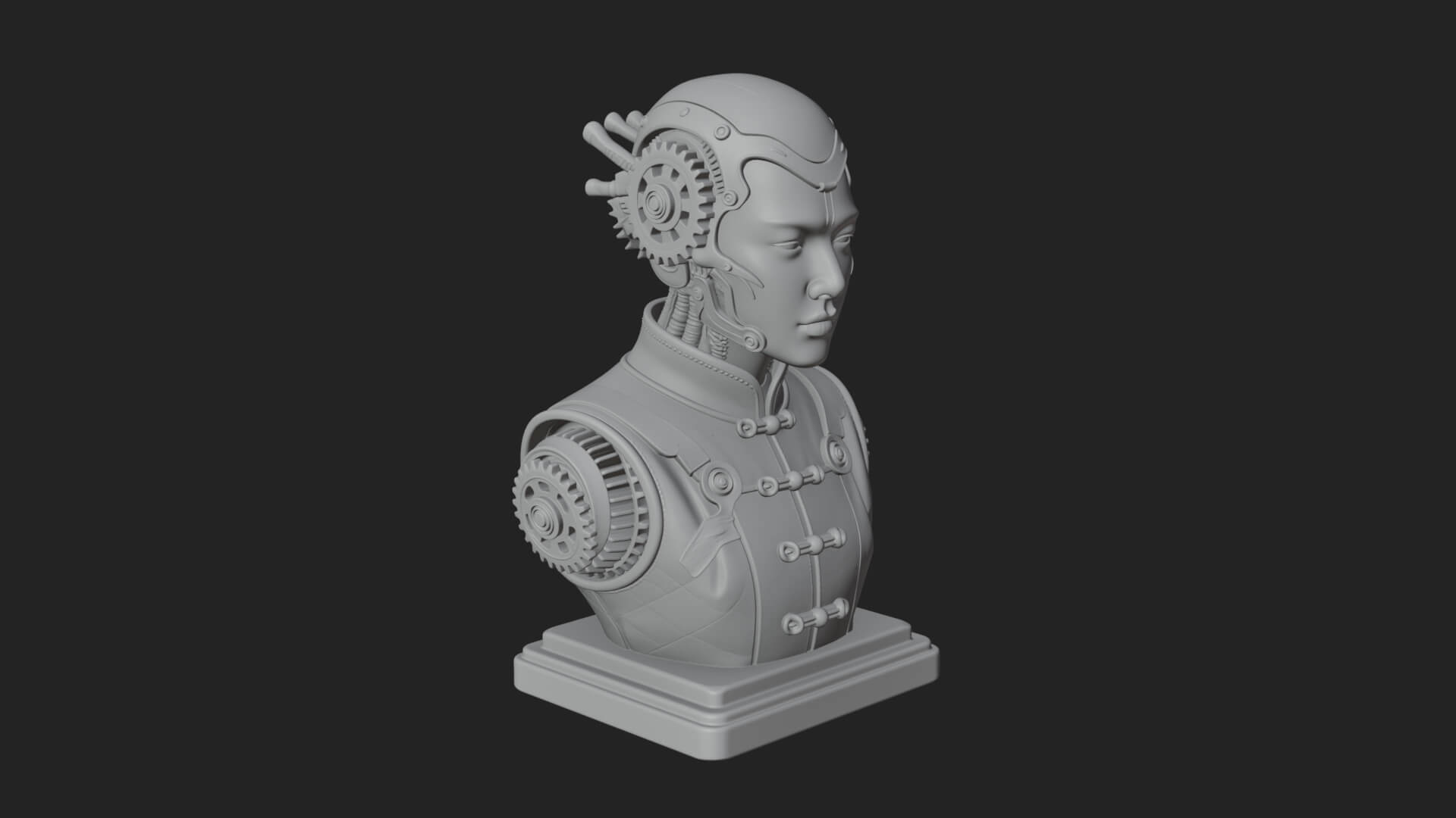 Steampunk Lady Bust Statue Design 11 3D Print Model 3D Model