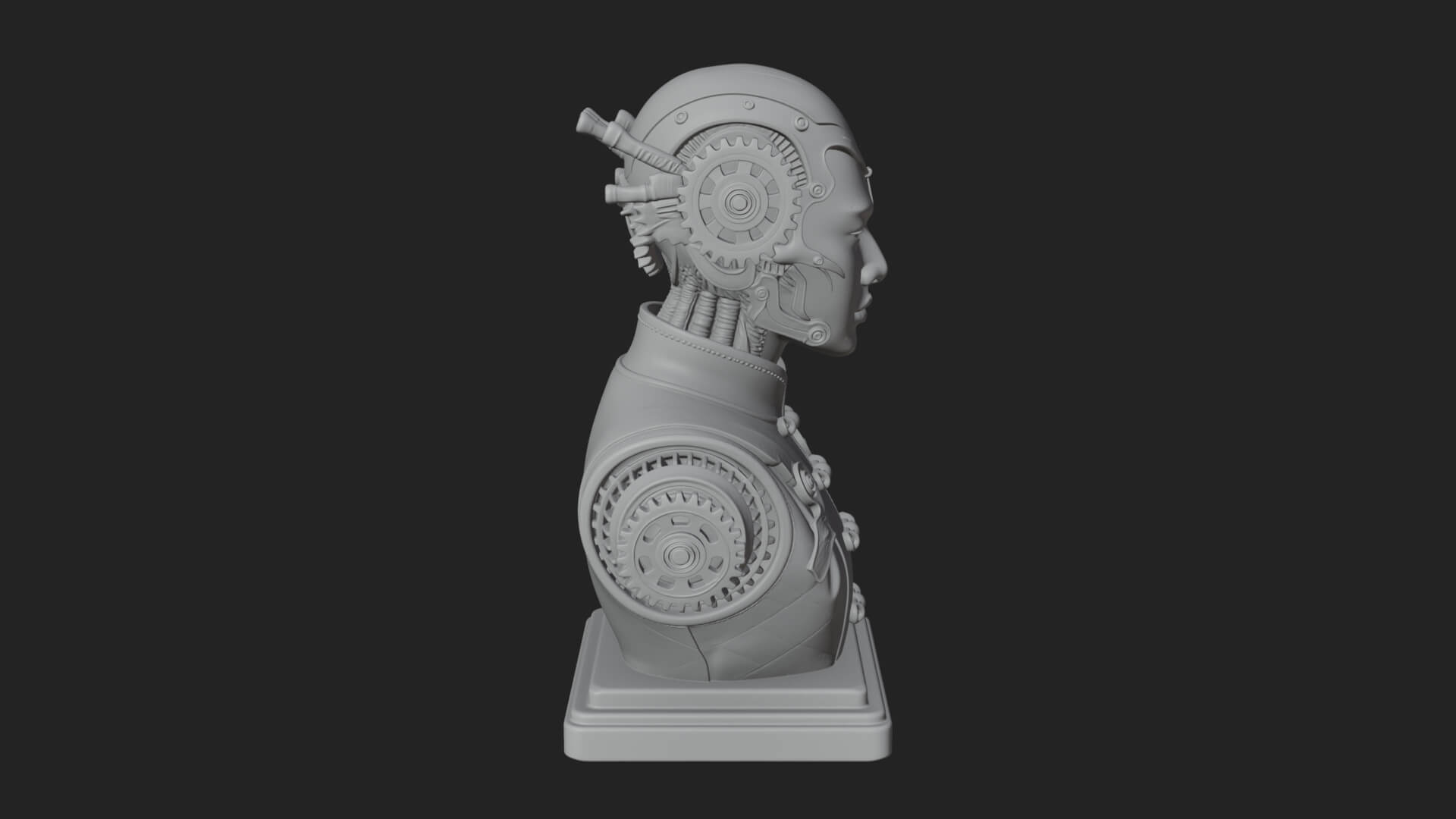 Steampunk Lady Bust Statue Design 11 3D Print Model 3D Model