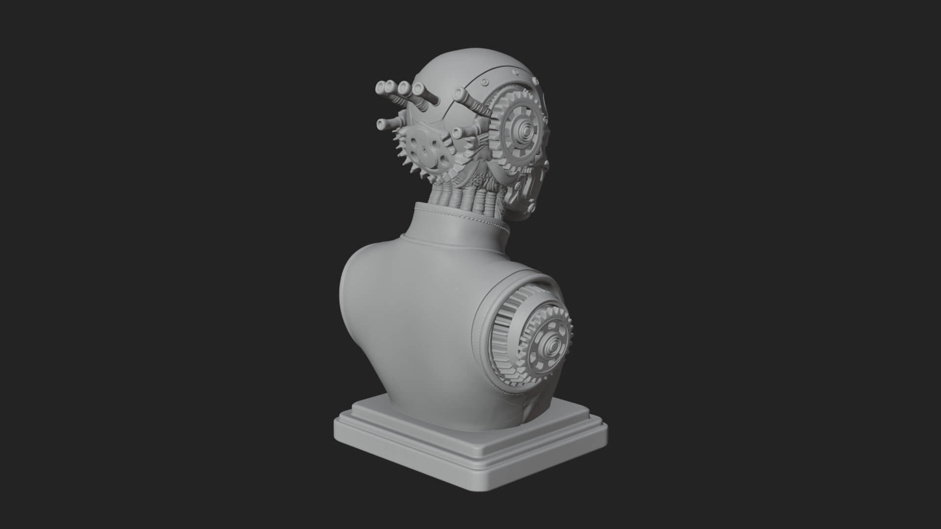 Steampunk Lady Bust Statue Design 11 3D Print Model 3D Model