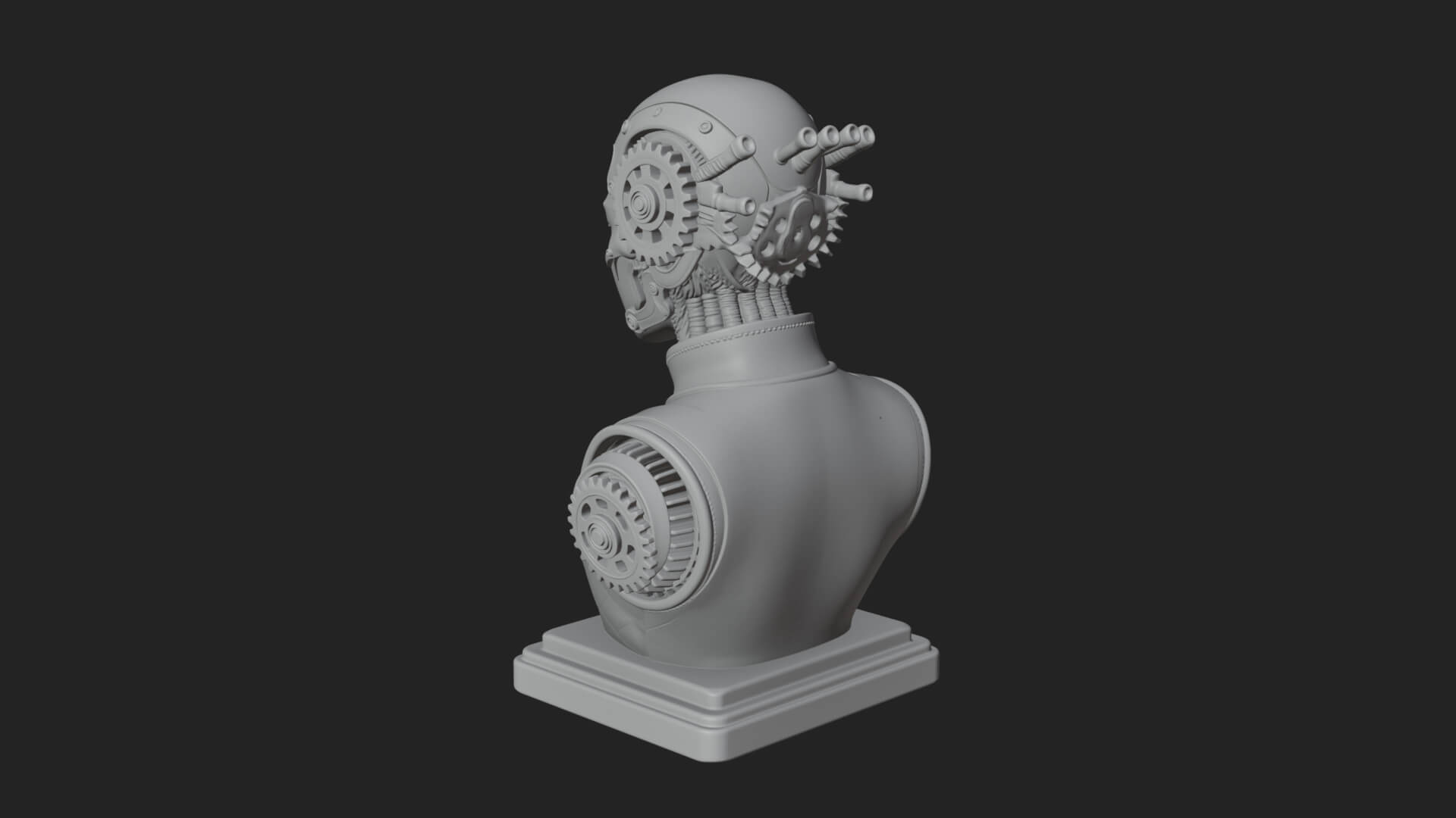 Steampunk Lady Bust Statue Design 11 3D Print Model 3D Model