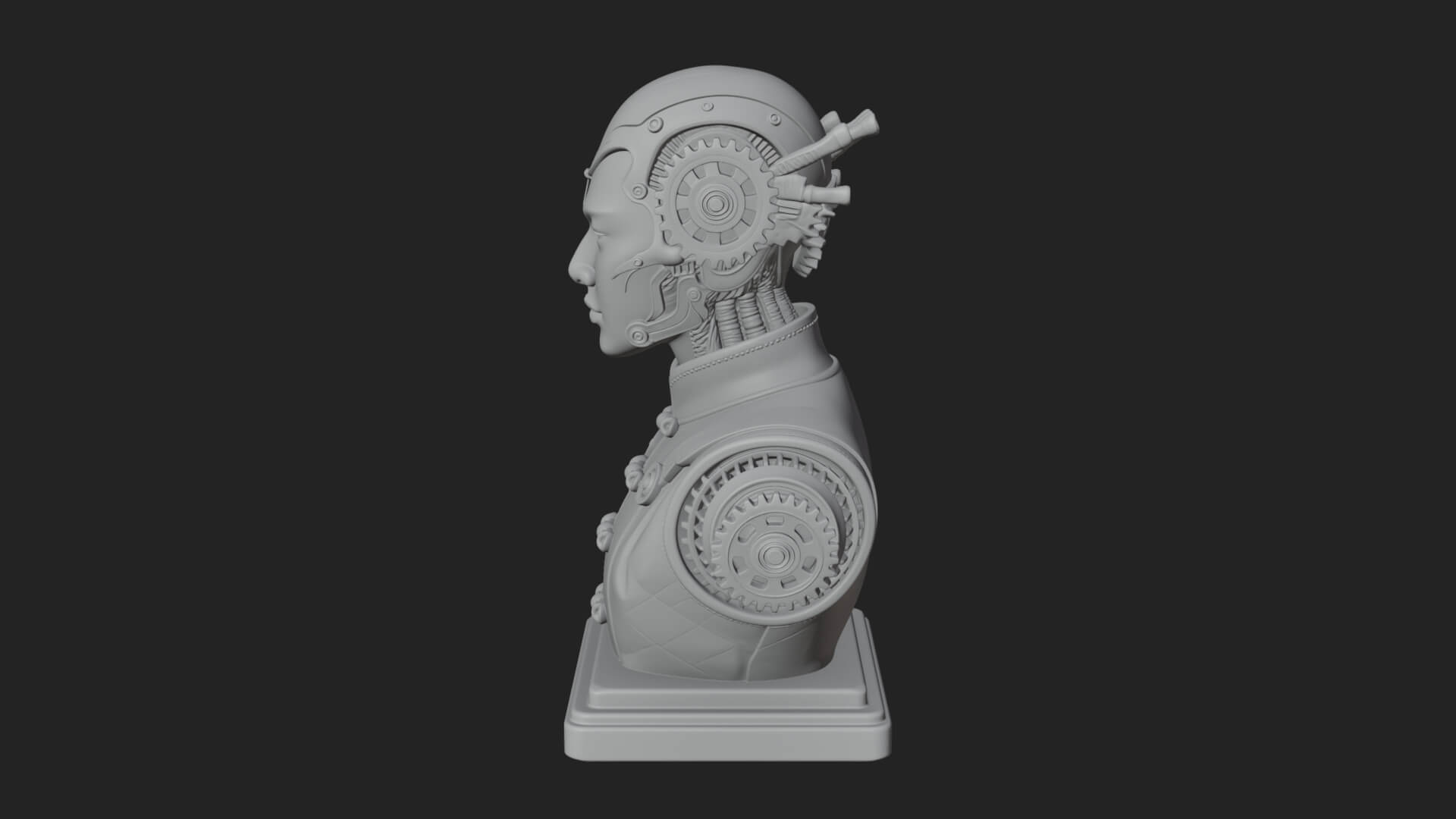Steampunk Lady Bust Statue Design 11 3D Print Model 3D Model