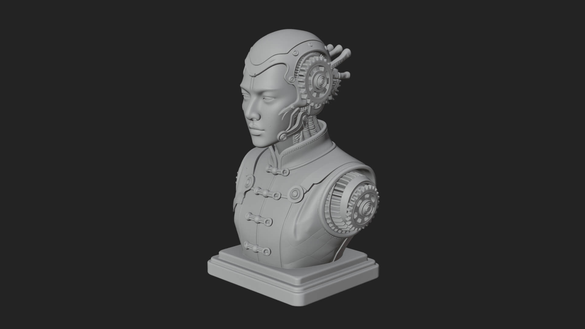 Steampunk Lady Bust Statue Design 11 3D Print Model 3D Model