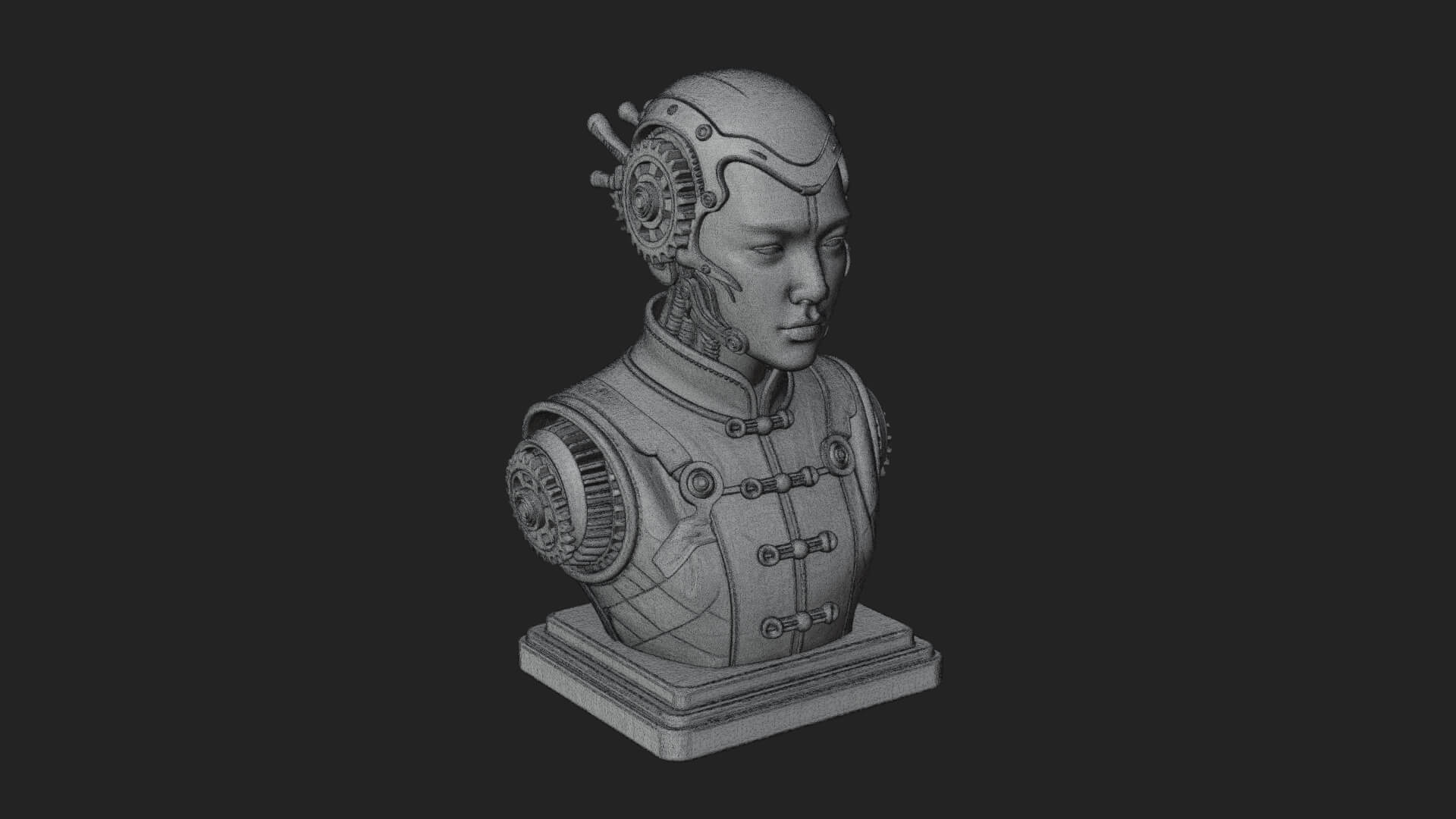 Steampunk Lady Bust Statue Design 11 3D Print Model 3D Model